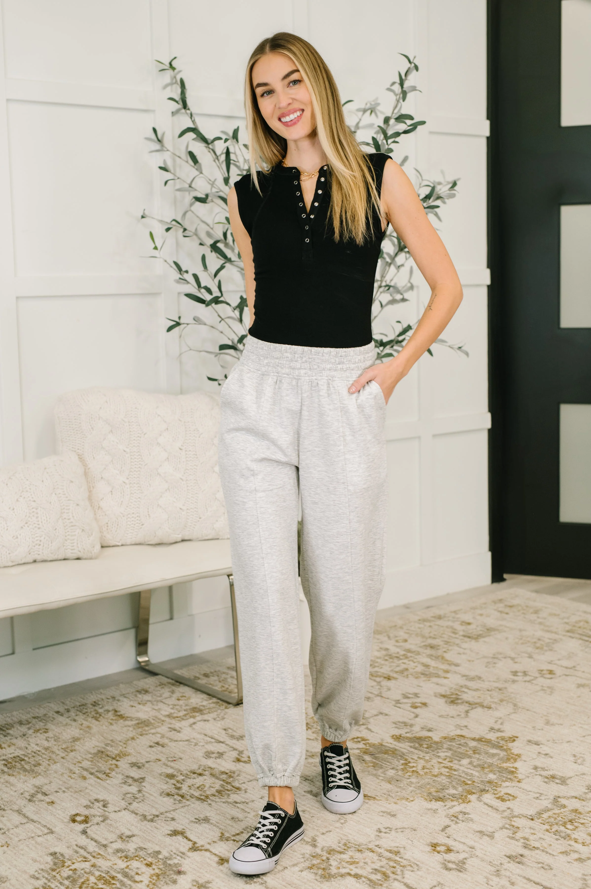 Every Second, Every Hour Jogger Bottoms in Heather Grey - Image 3