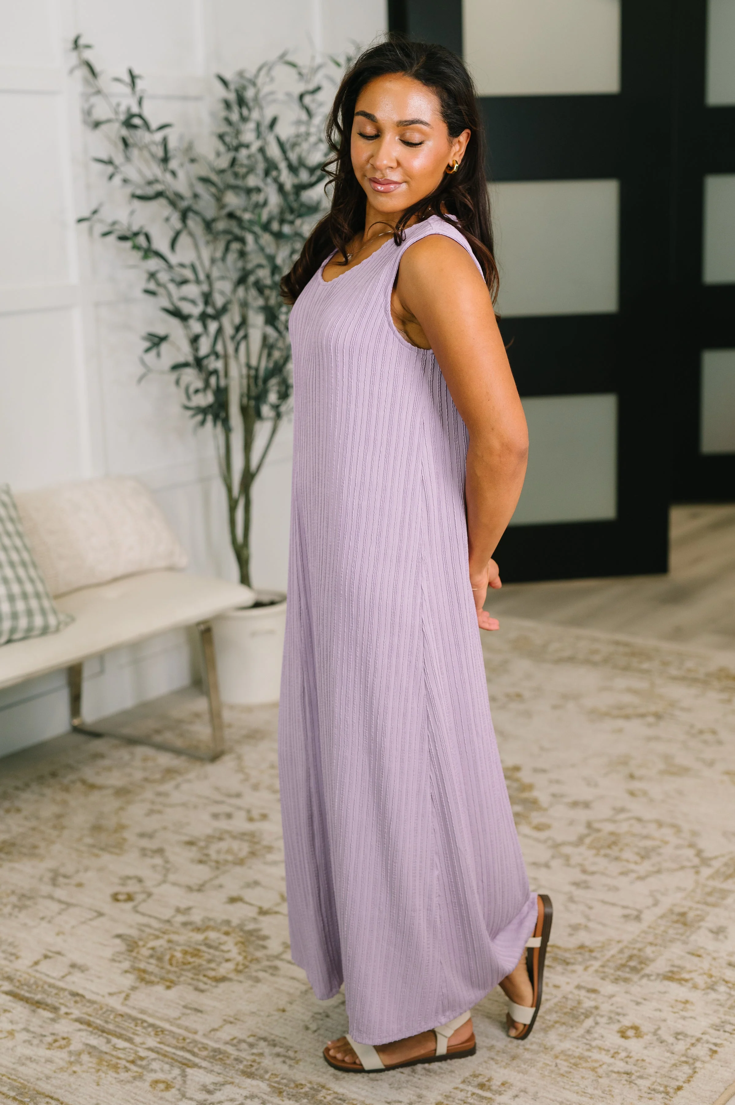 Everything She Wants Sleeveless Maxi Dress in Lavender - Image 3