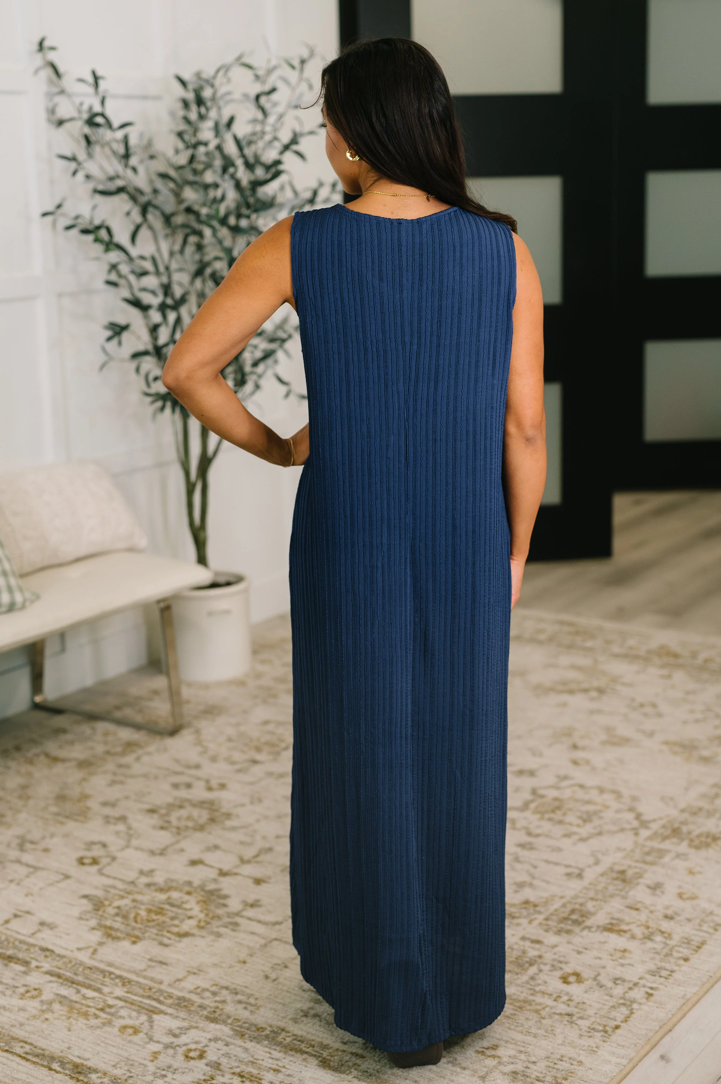 Everything She Wants Sleeveless Maxi Dress in Navy - Image 4
