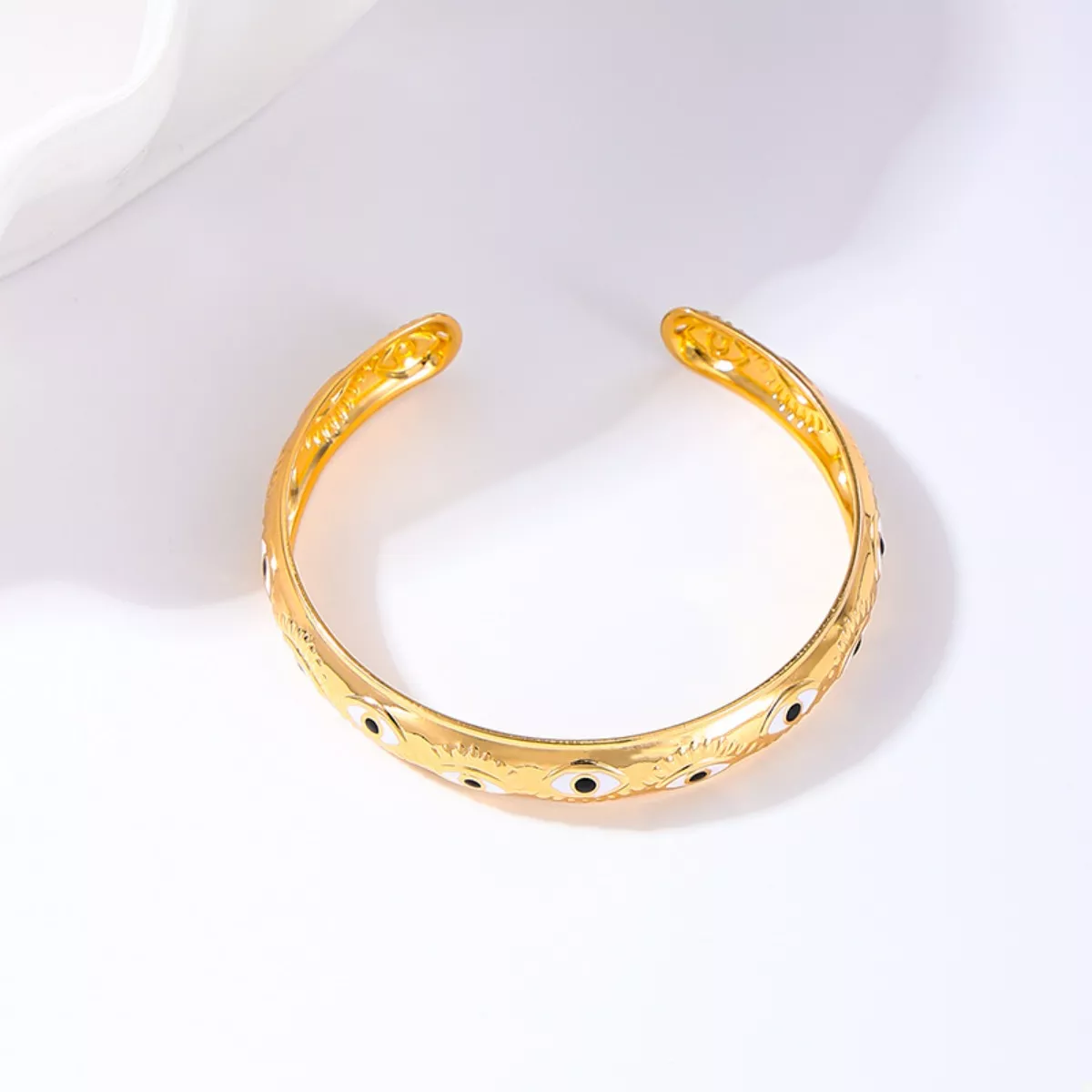 Evil Eye Open Bangle Bracelet - Image 5