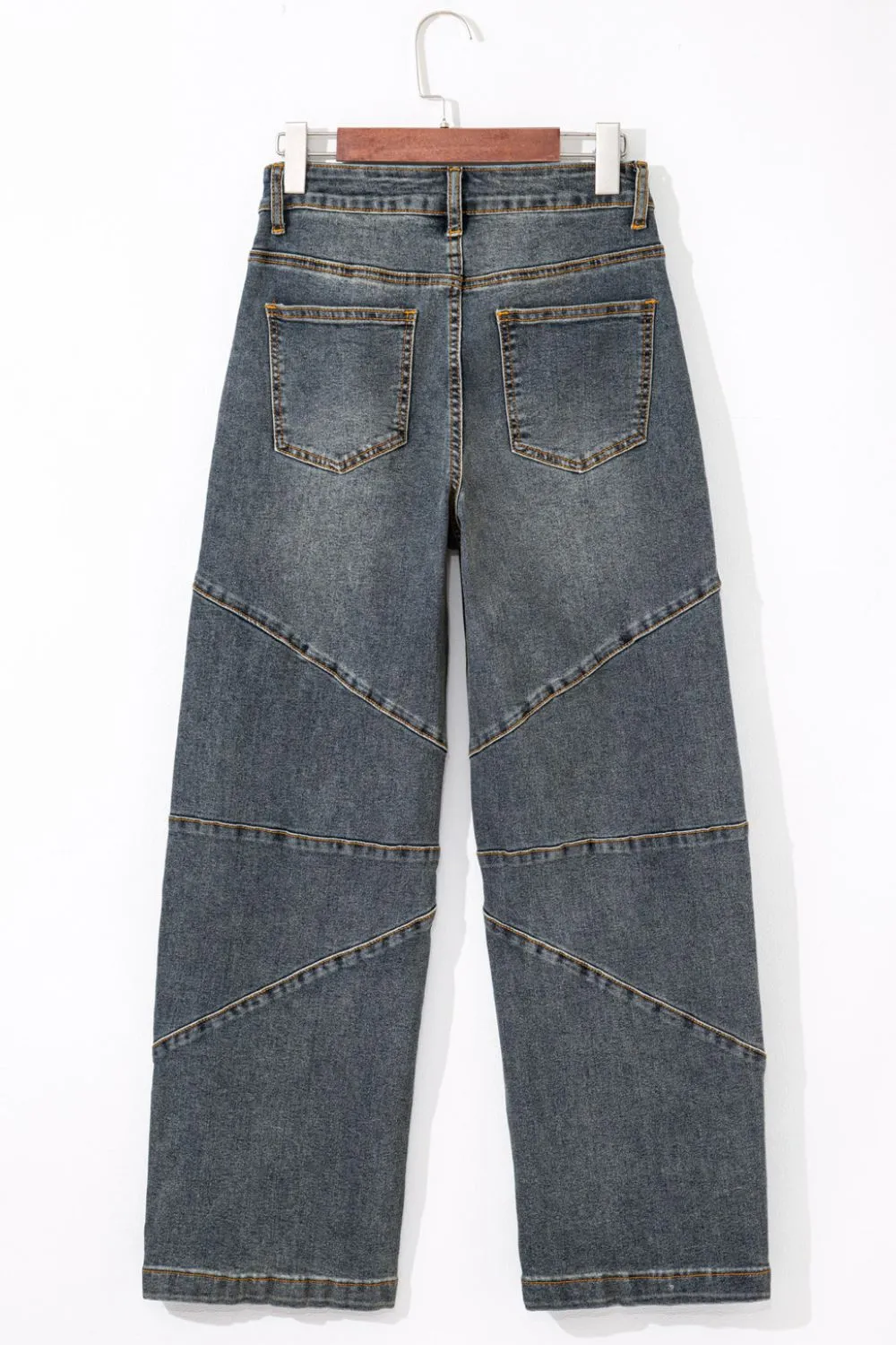 Exposed Stitching Loose Straight High Waist Jeans - Image 6