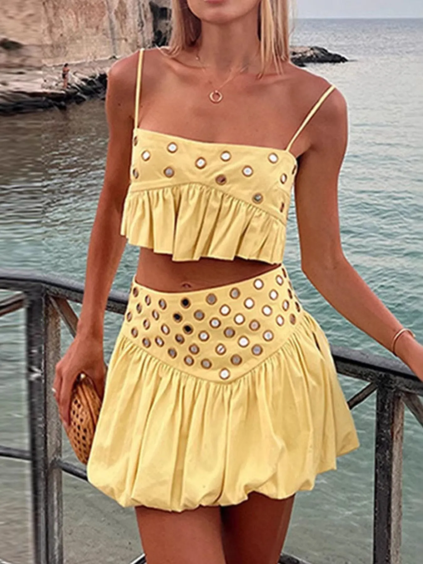 Eyelet Cami and Bubble Skirt Set - Image 2