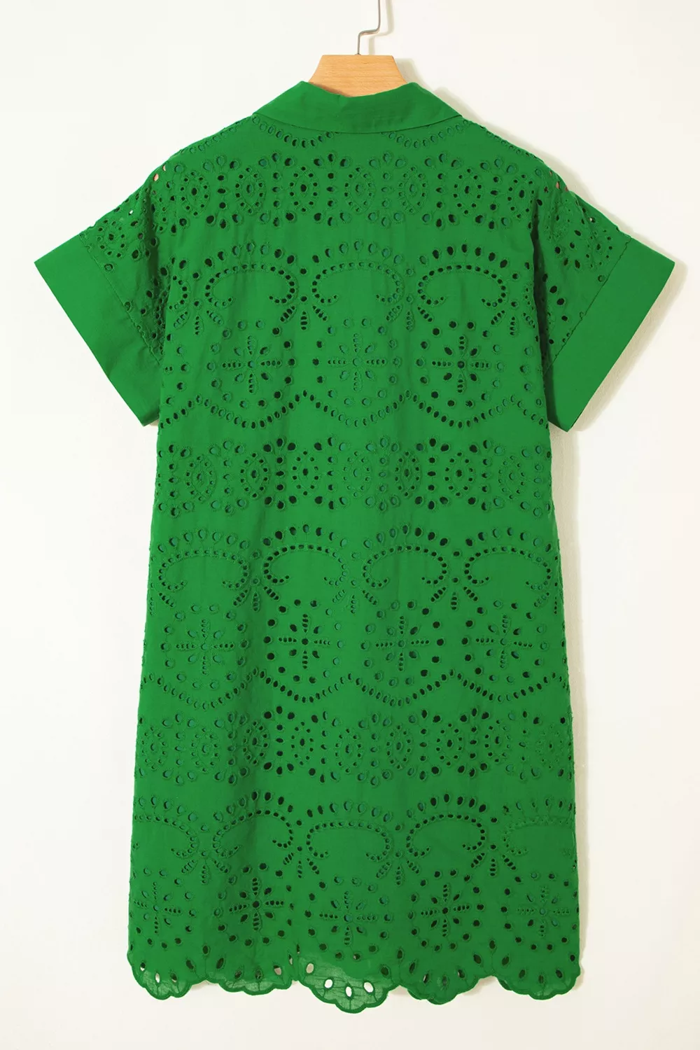 Eyelet Collared Neck Short Sleeve Dress - Image 7