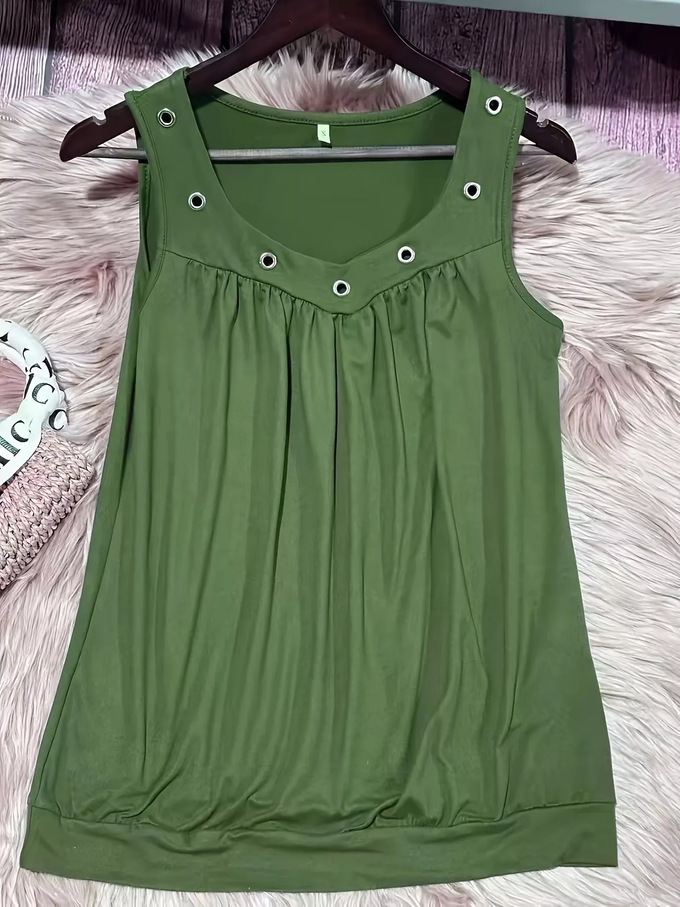 Eyelet Detail Ruched Tank - Image 10