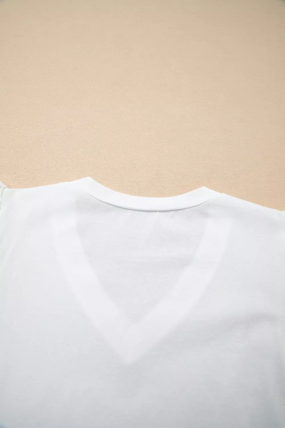 Eyelet Embroidered Flutter Sleeve Patchwork V Neck Tee - Image 7