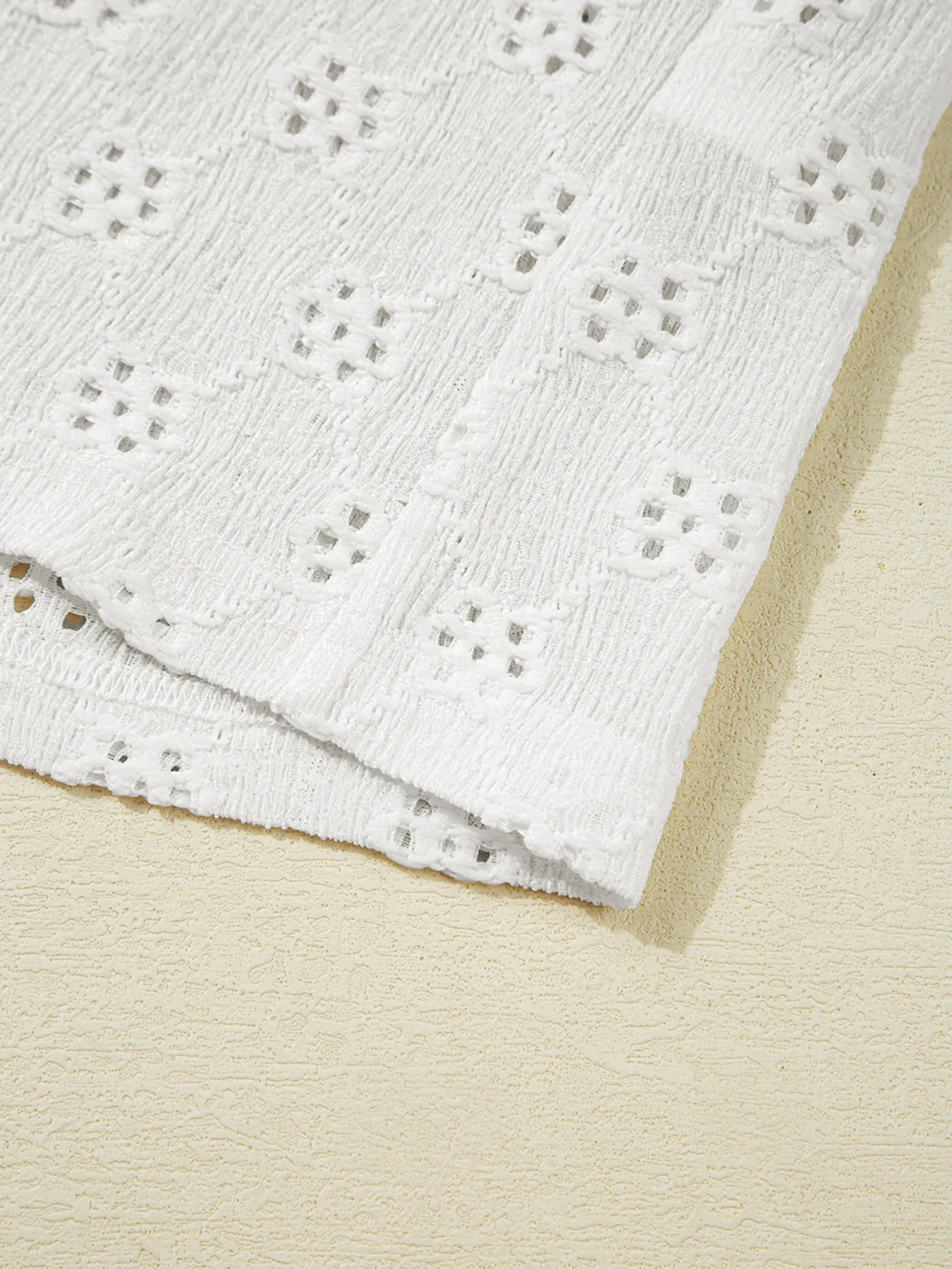 Eyelet Embroidered Loose V Neck Long Sleeve Top - Image 13