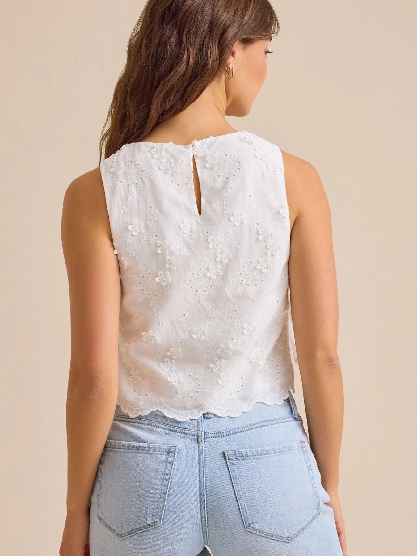 Eyelet Embroidered Scalloped Hem Tank Top - Image 4