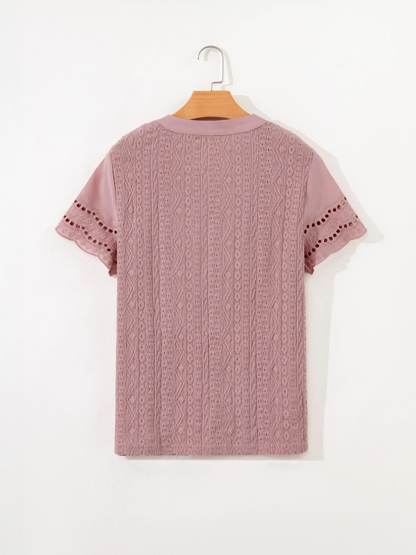Eyelet Embroidered Short Sleeve Blouse - Image 9