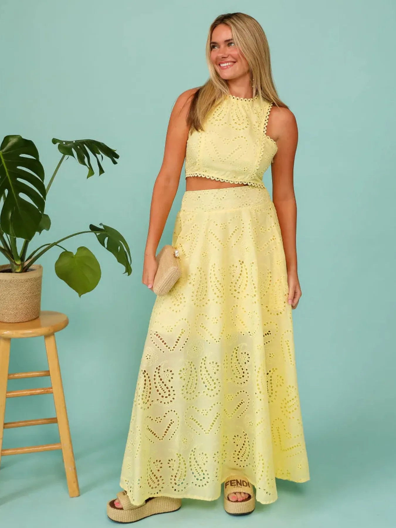Eyelet Lace Top and Maxi Skirt Set - Image 9