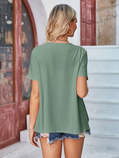 Eyelet Open Front Short Sleeve Cover Up - Image 25