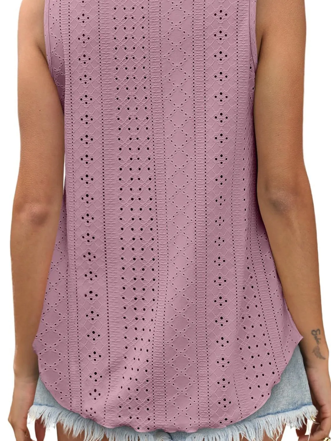 Eyelet Scoop Neck Tank - Image 6