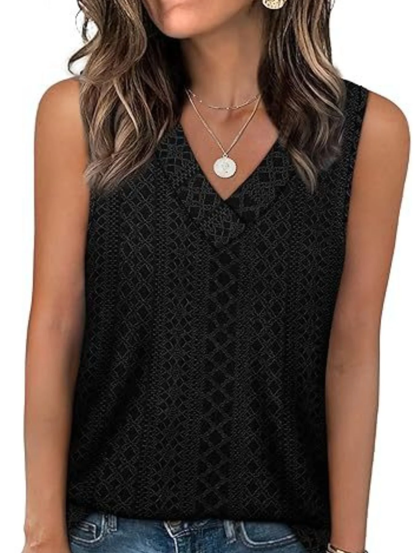 Eyelet V-Neck Tank - Image 21