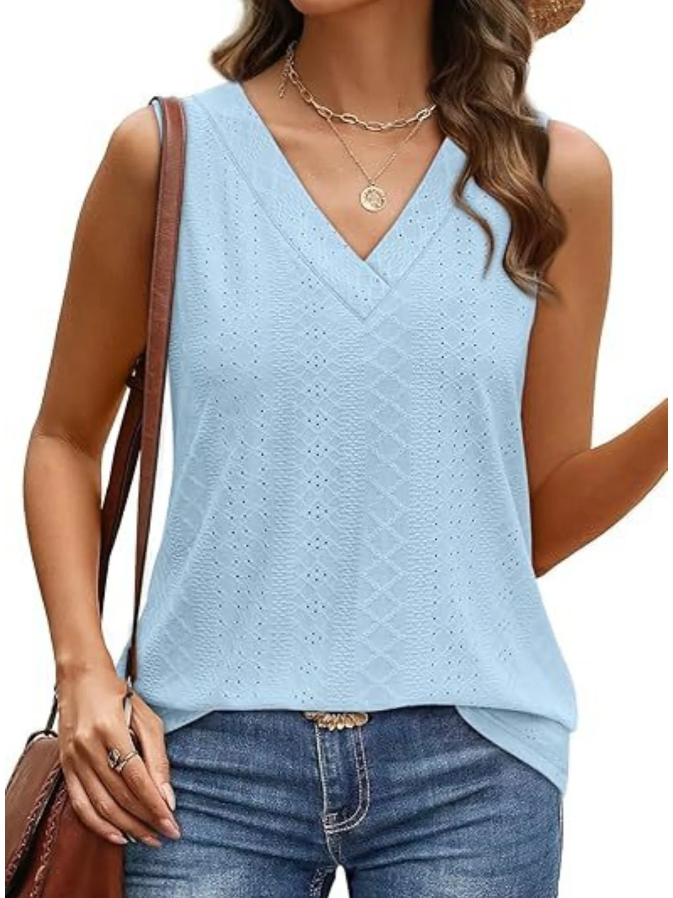 Eyelet V-Neck Tank - Image 4