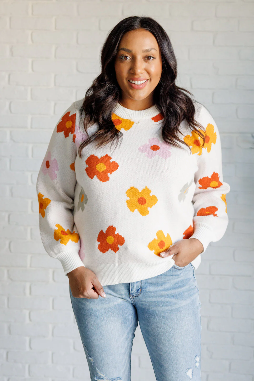 Falling Flowers Floral Sweater - Image 2
