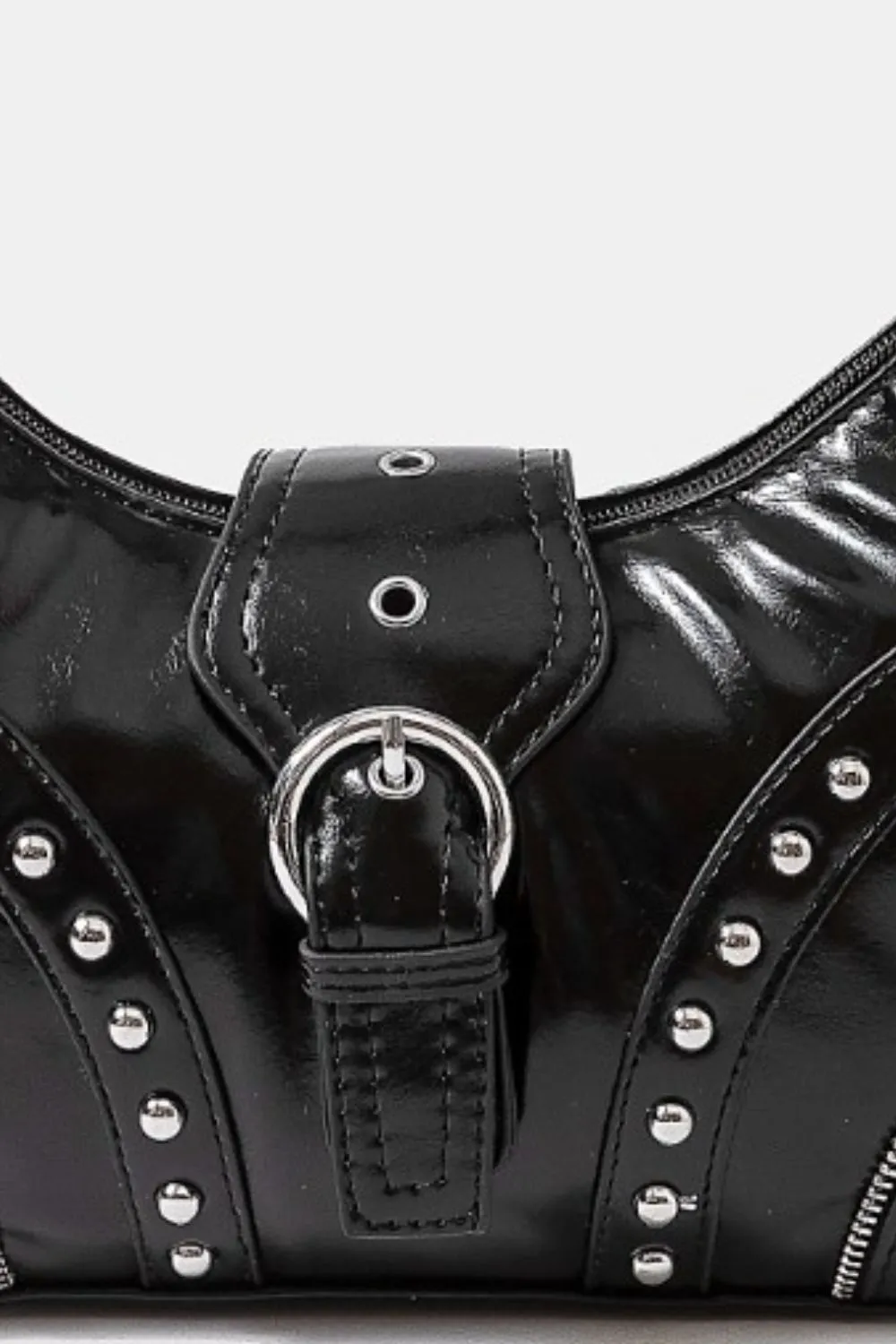 Fame Faux Leather Studded Trim Shoulder Bag - Image 3