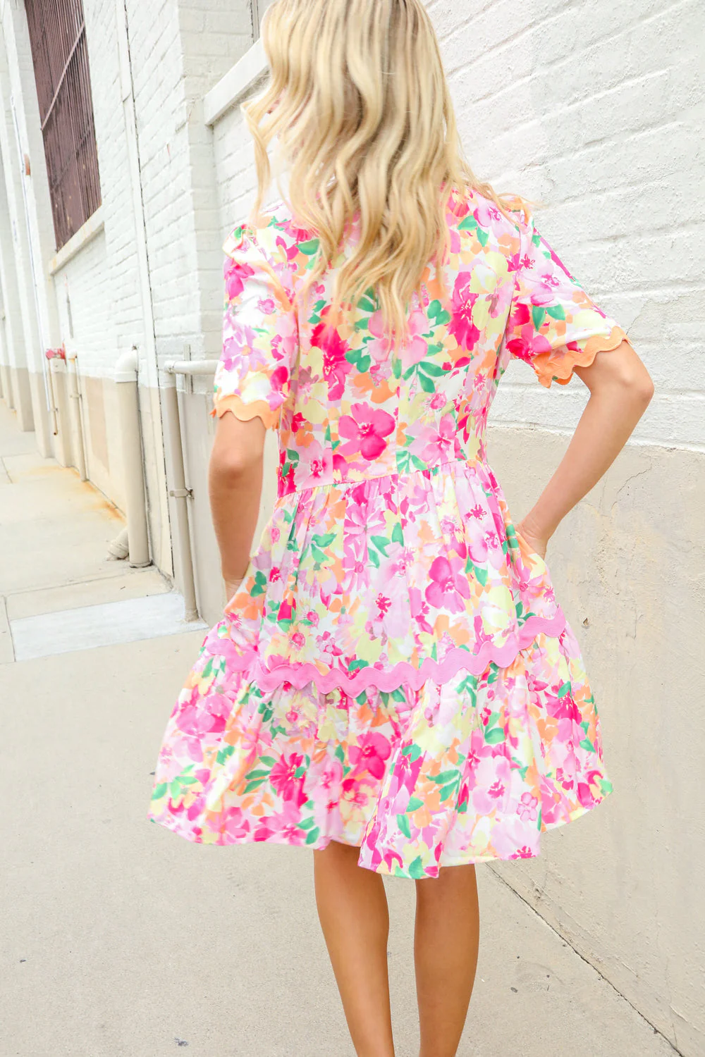 Beautiful You Rose Floral Print Ric Rack Trim Babydoll Dress - Image 16