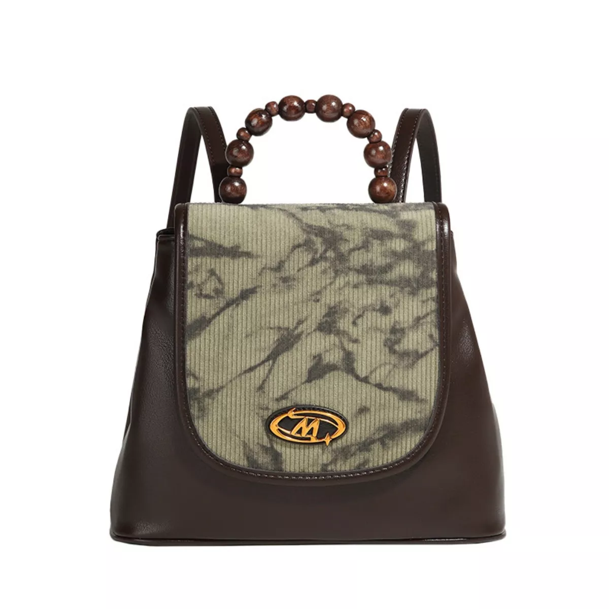 Flap Backpack Bag with Beaded Handle - Image 6