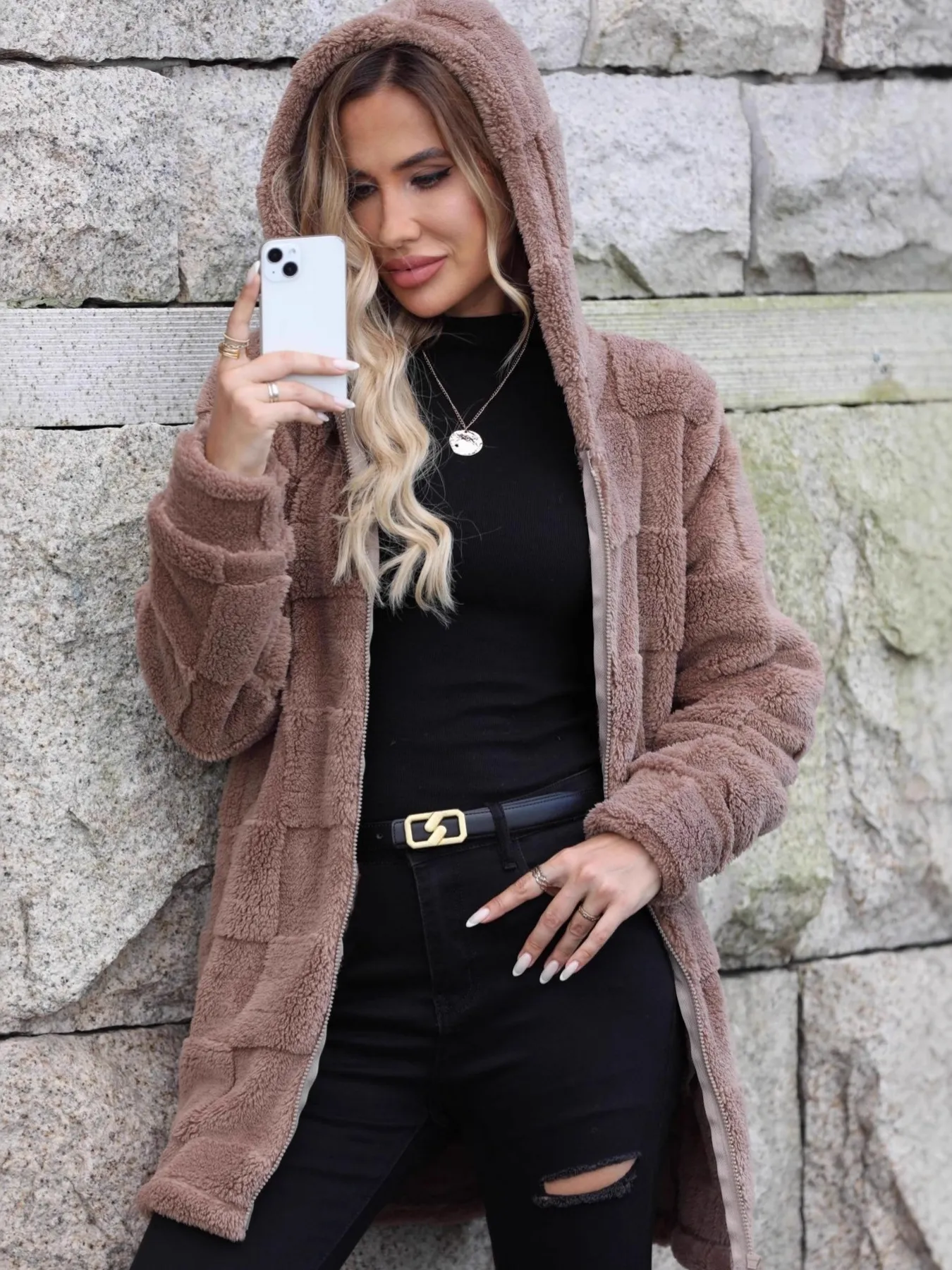 Fleece Zip Up Hooded Outerwear - Image 3