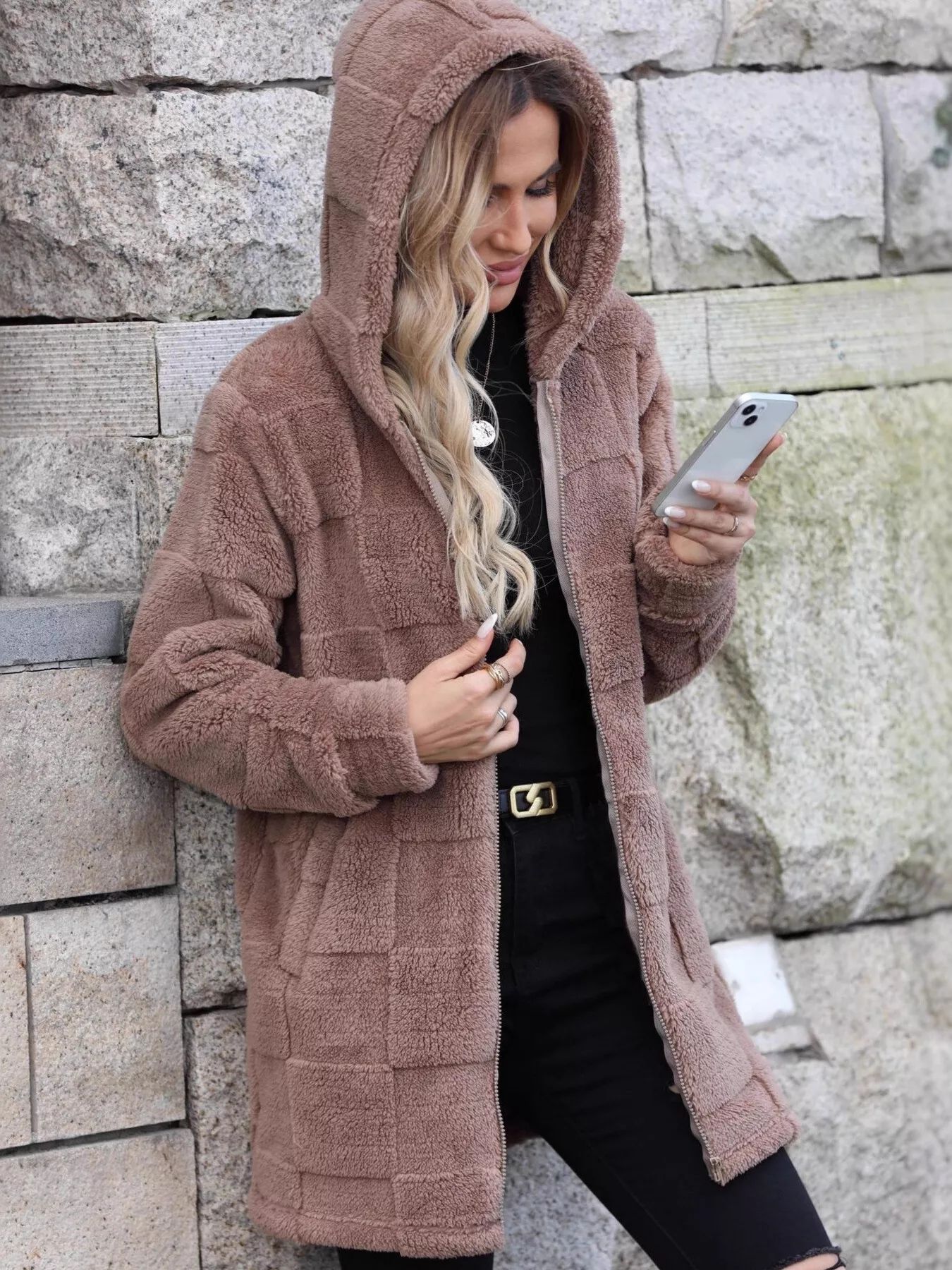Fleece Zip Up Hooded Outerwear - Image 4