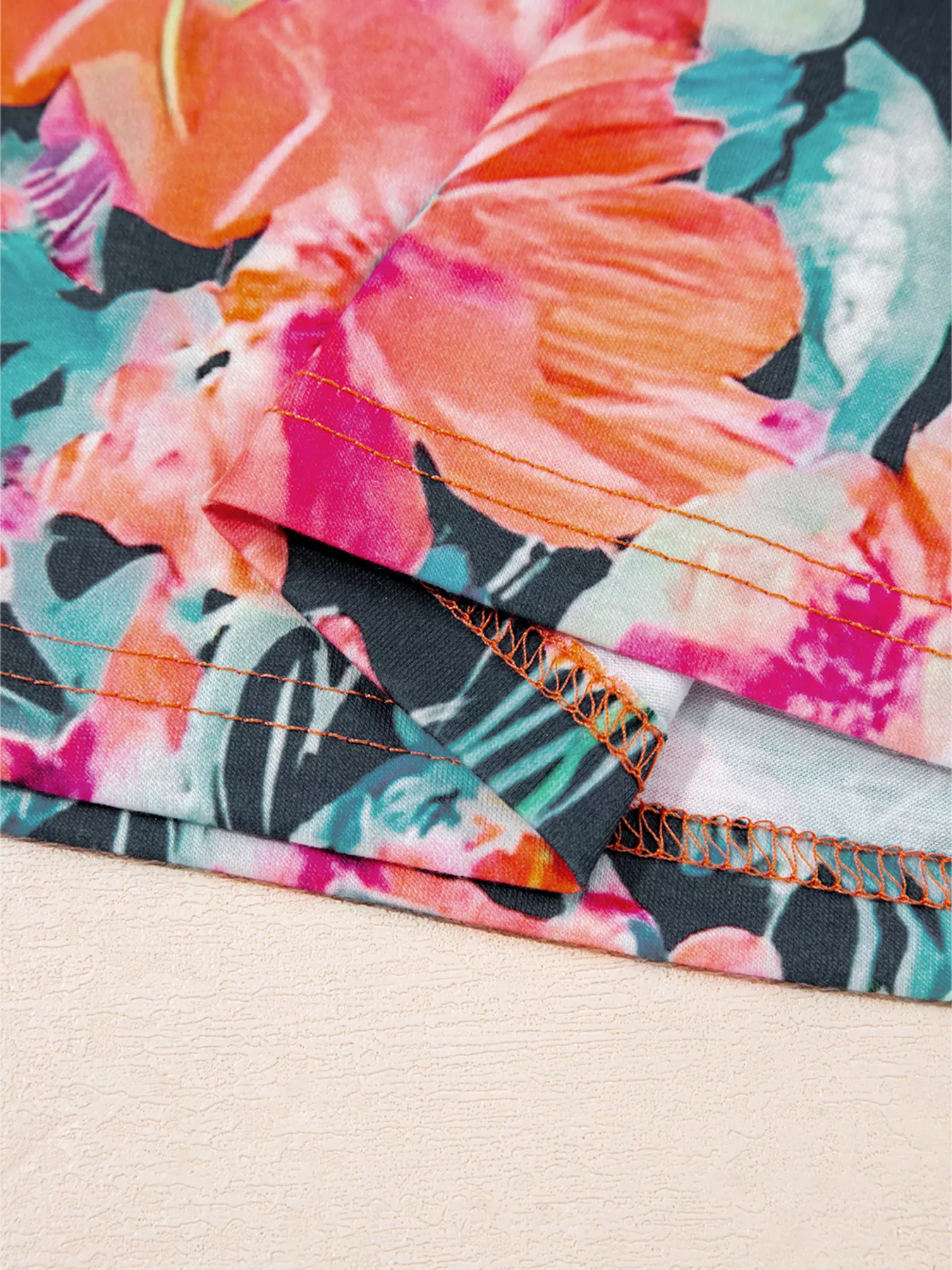 Floral 3/4 Flare Sleeve Tied Neck Blouse - Image 6