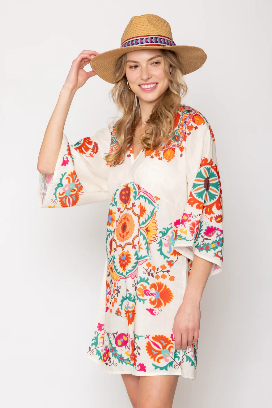 Floral Boho Print Poncho - Image 5