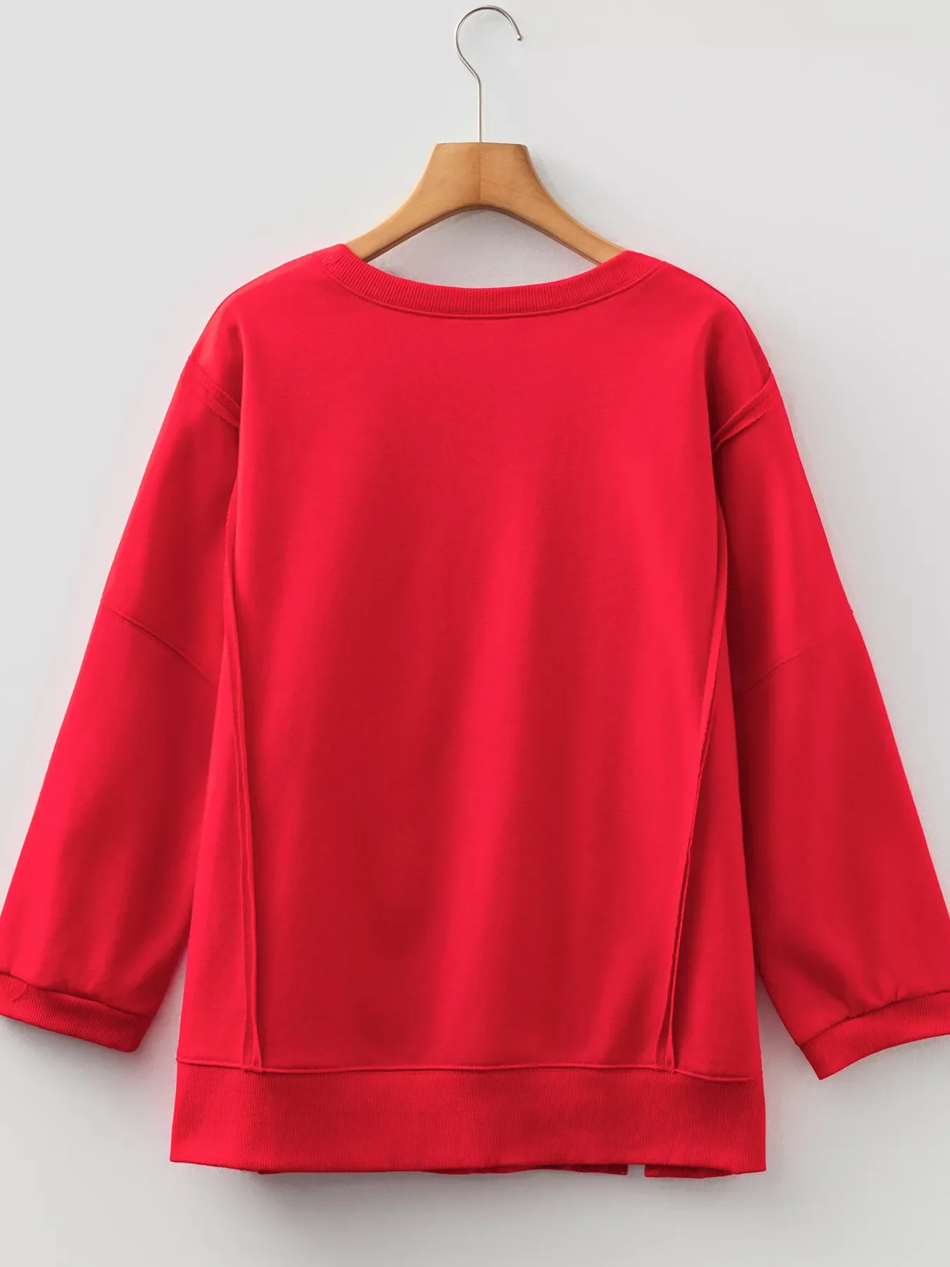 Floral Bow Patched Exposed Seam Patchwork Slit Baggy Sweatshirt - Image 6