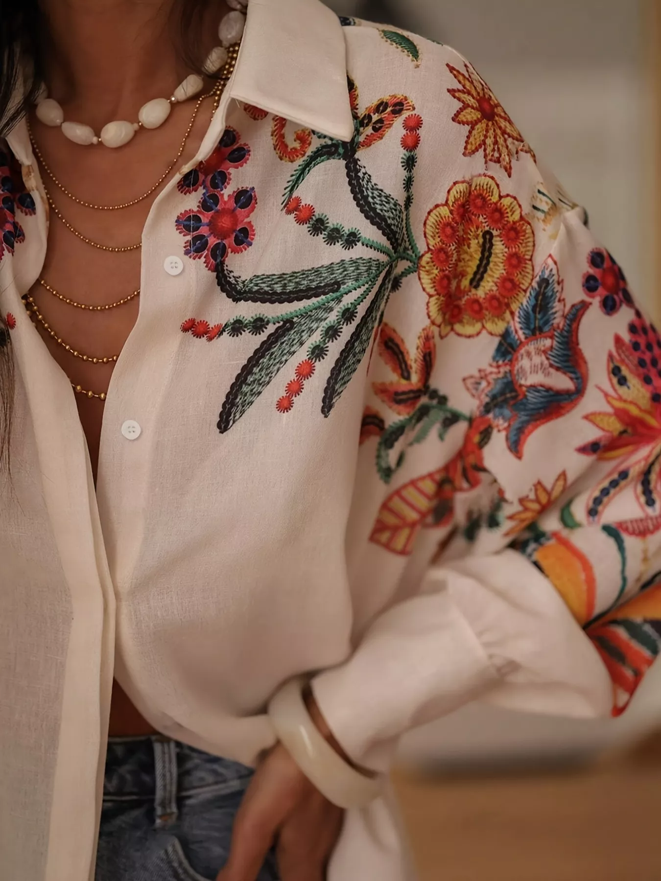 Floral Button Up Long Sleeve Shirt - Image 6