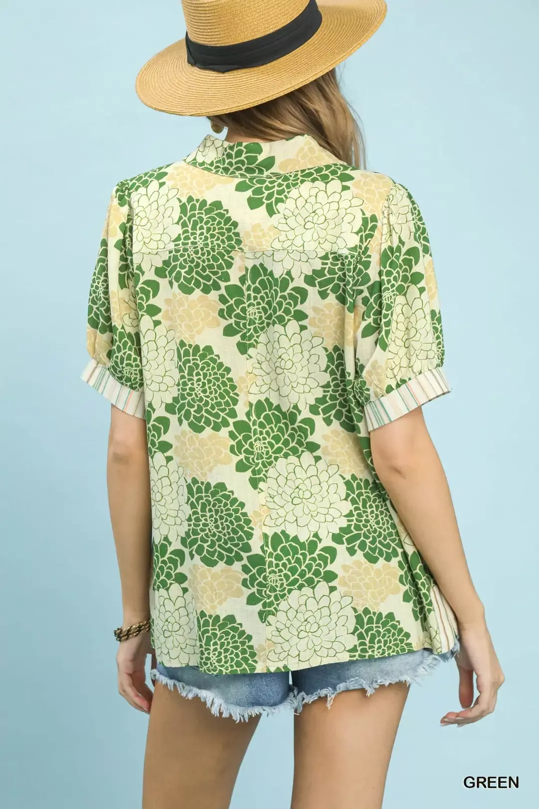 Floral Collared Short Sleeve Blouse - Image 3