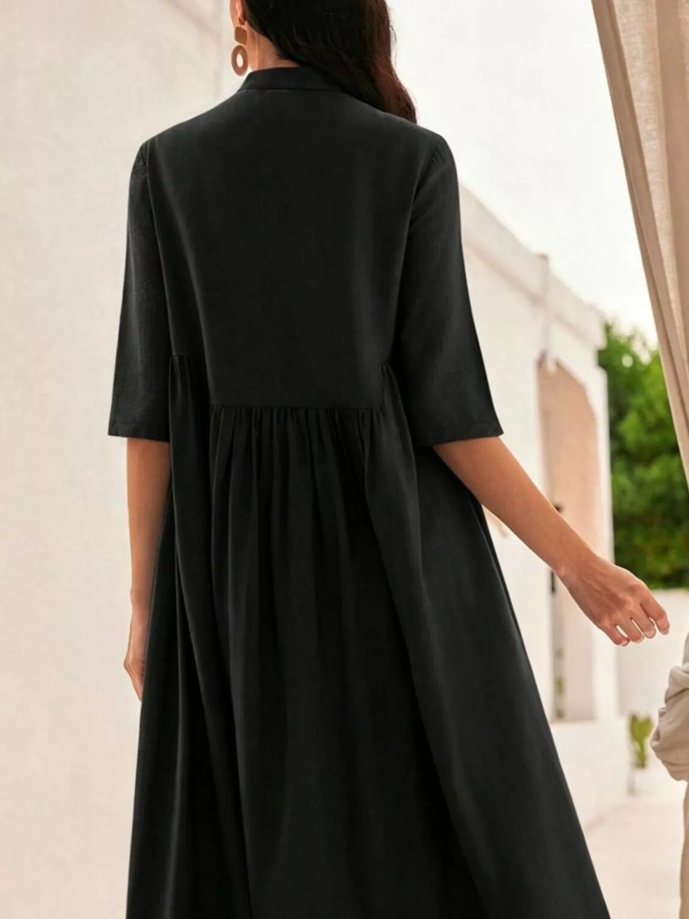 Floral Embroidered Casual Midi Dress - Image 5