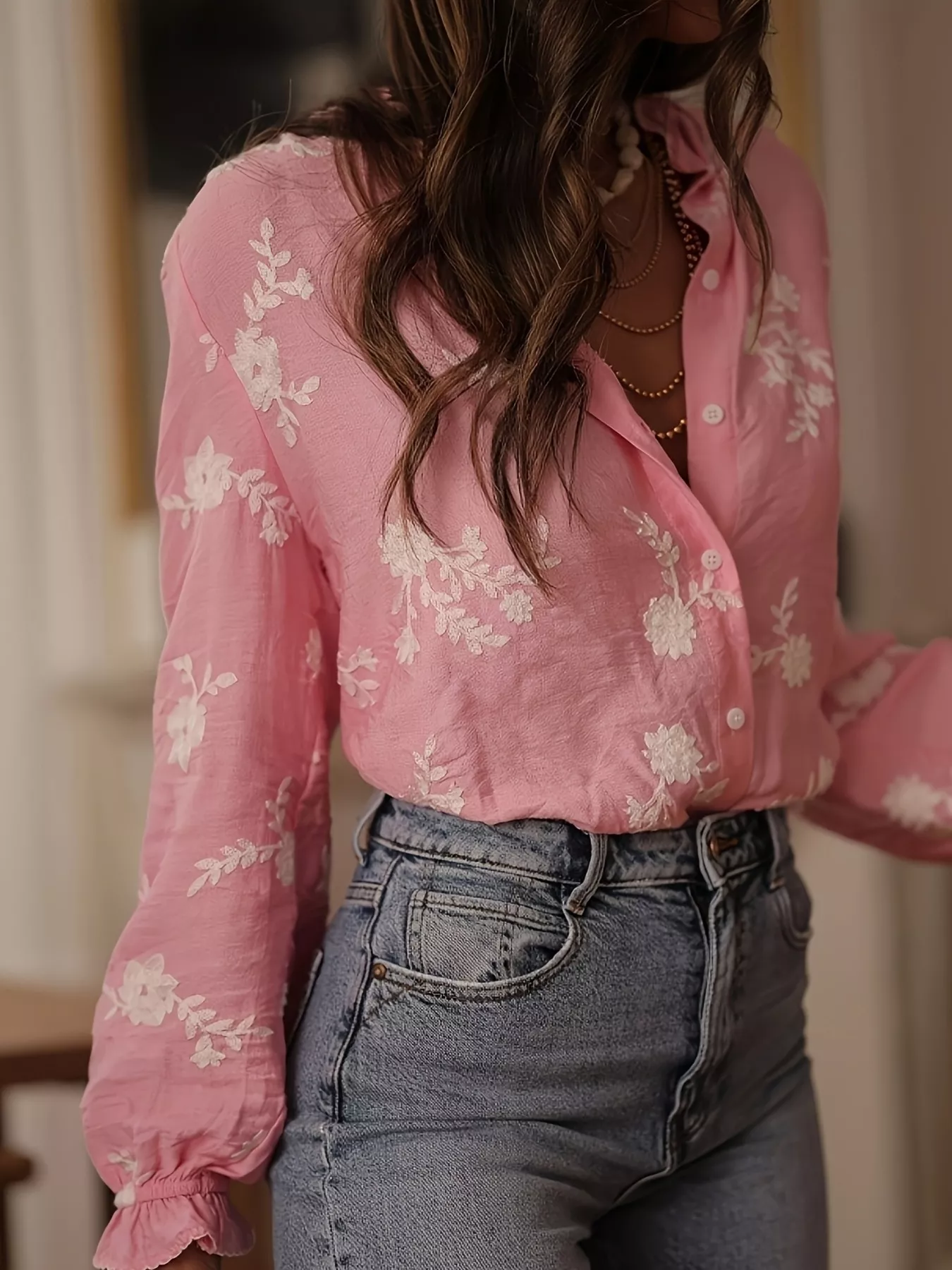 Floral Embroidered Long Sleeve Shirt - Image 8