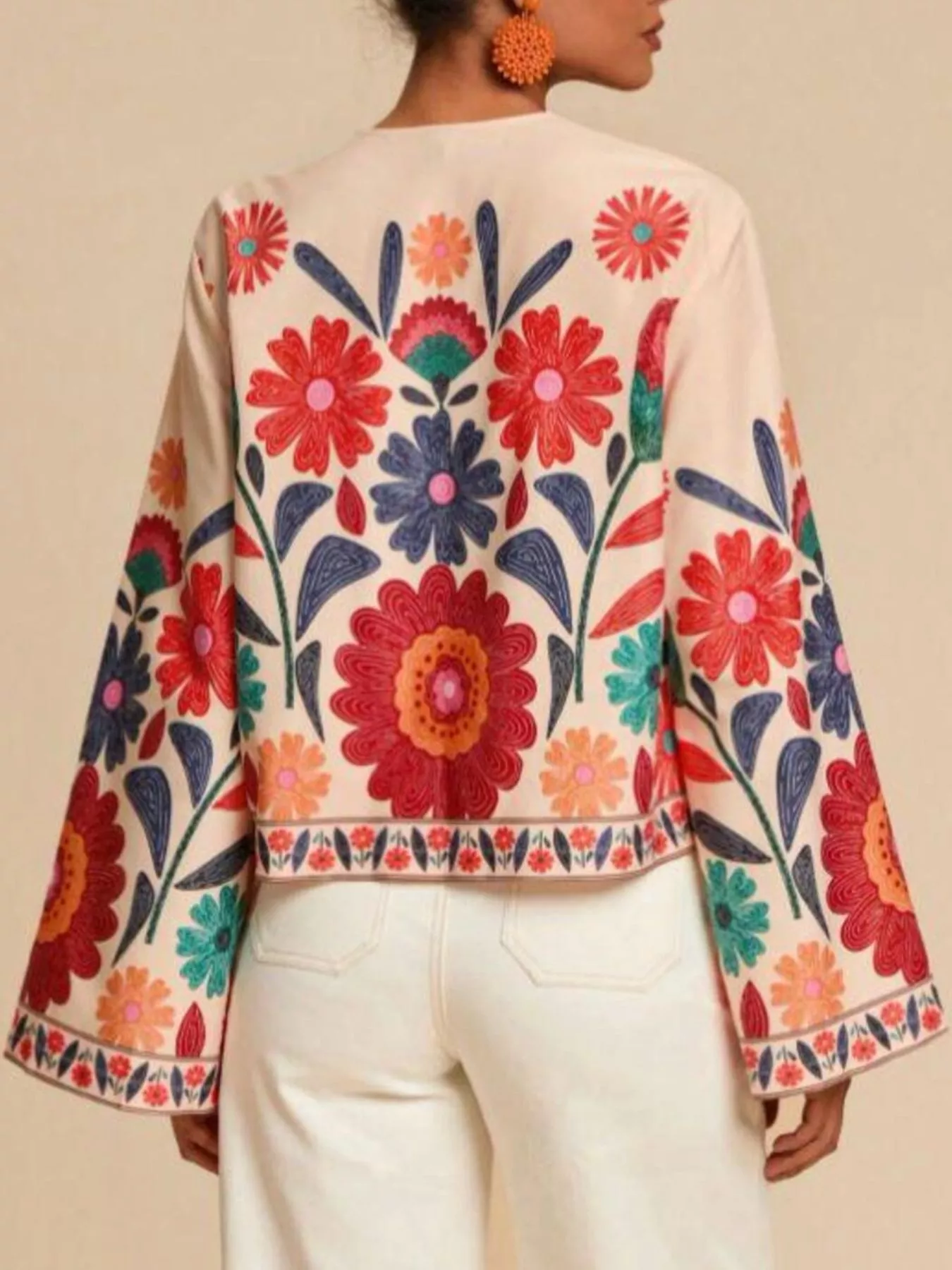 Floral Embroidered Tie-Front Shirt - Image 4