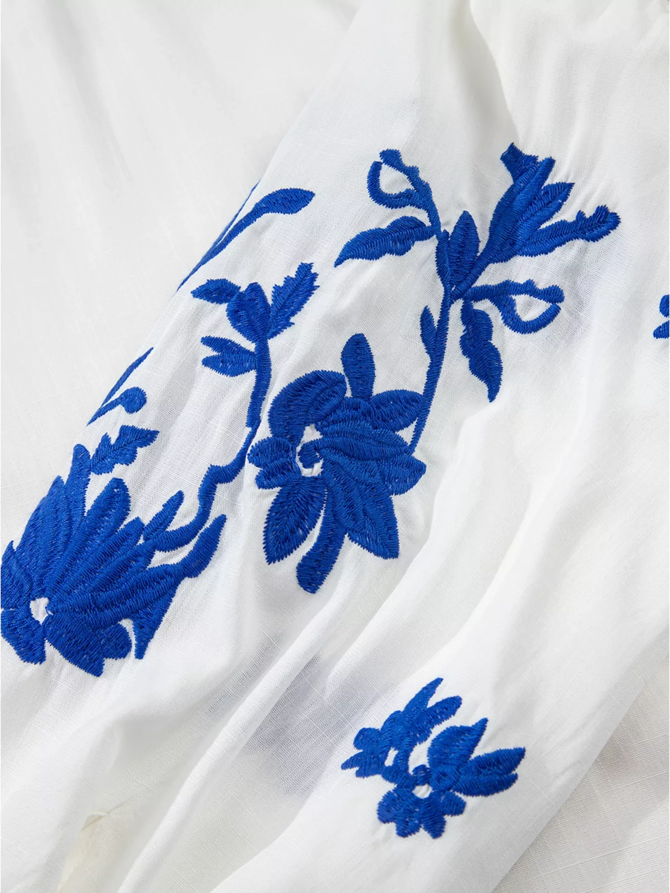 Floral Embroidered Tie Neck Blouse - Image 7