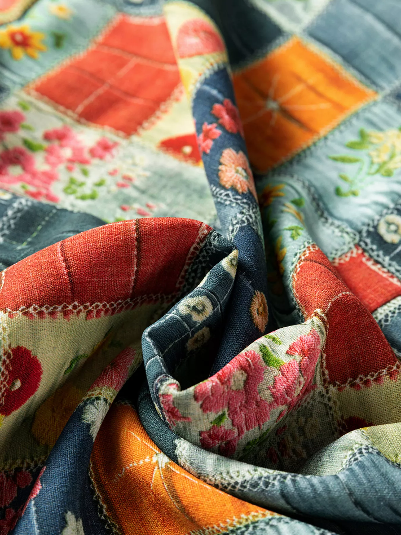 Floral Half Placket Notched Blouse - Image 8
