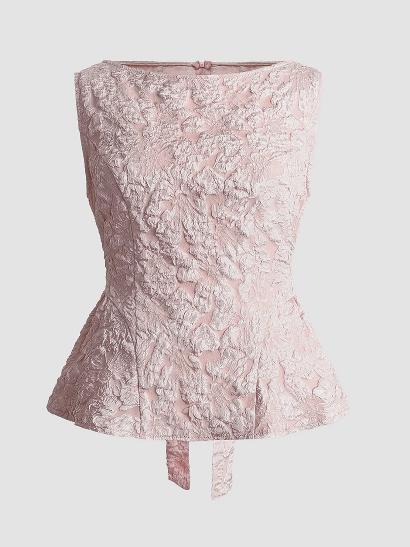 Floral Jacquard Peplum Tank - Image 3