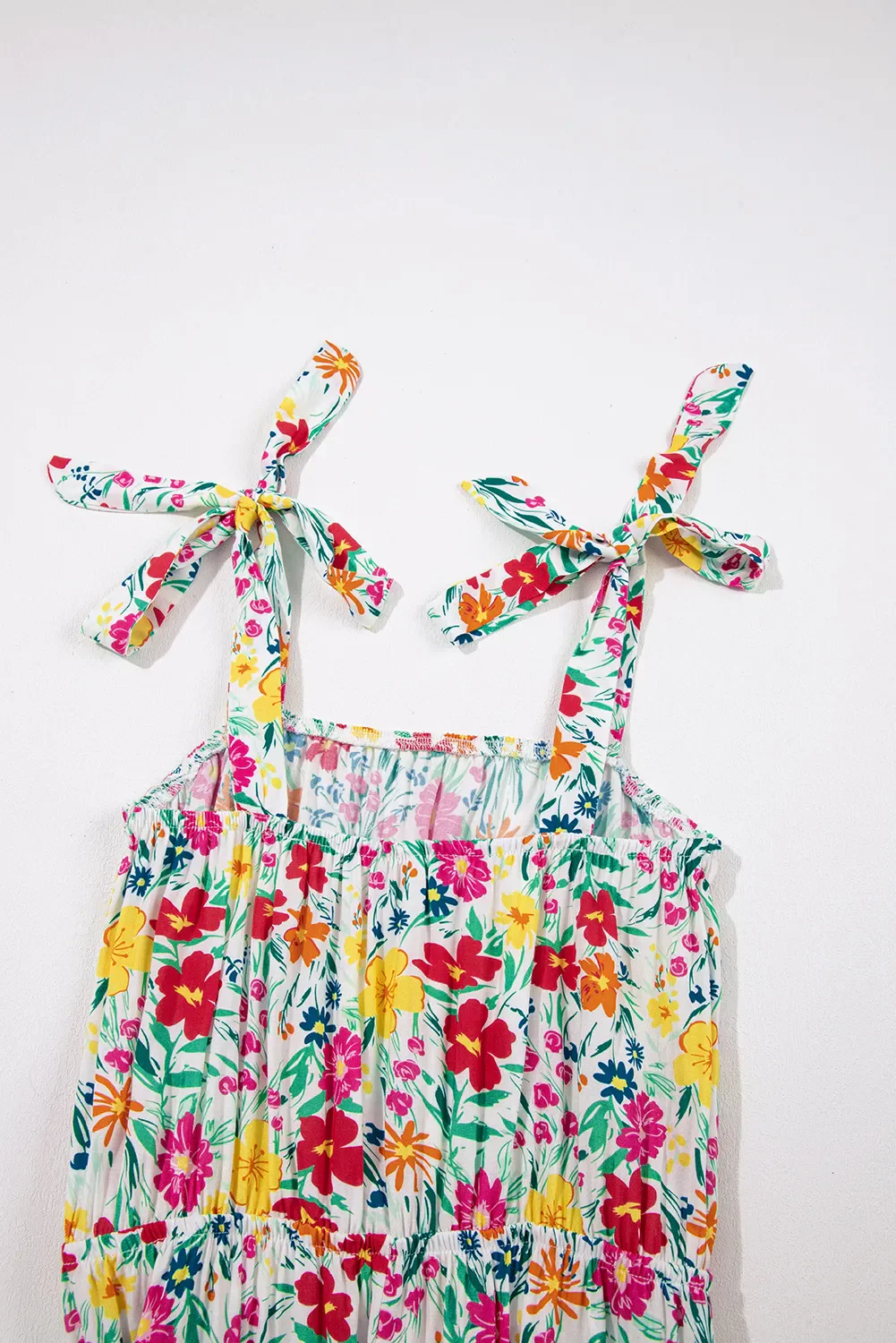 Floral Knotted Straps Cinched Waist Ruffle Hem Mini Dress - Image 9