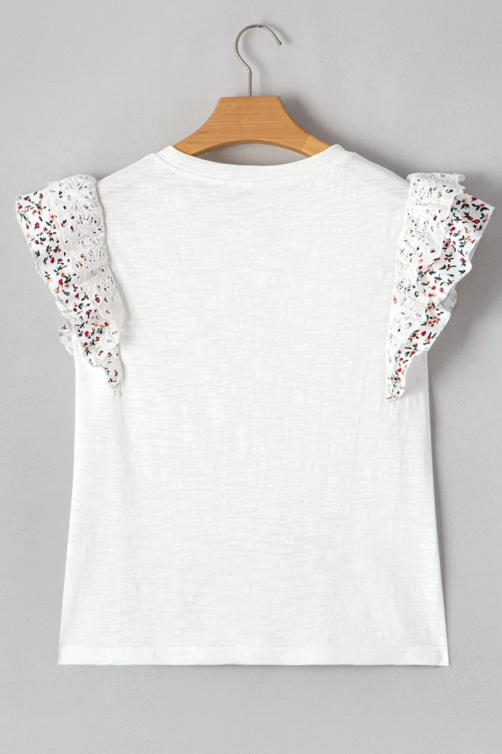 Floral Lace Eyelet Patched Butterfly Sleeve Blouse - Image 7