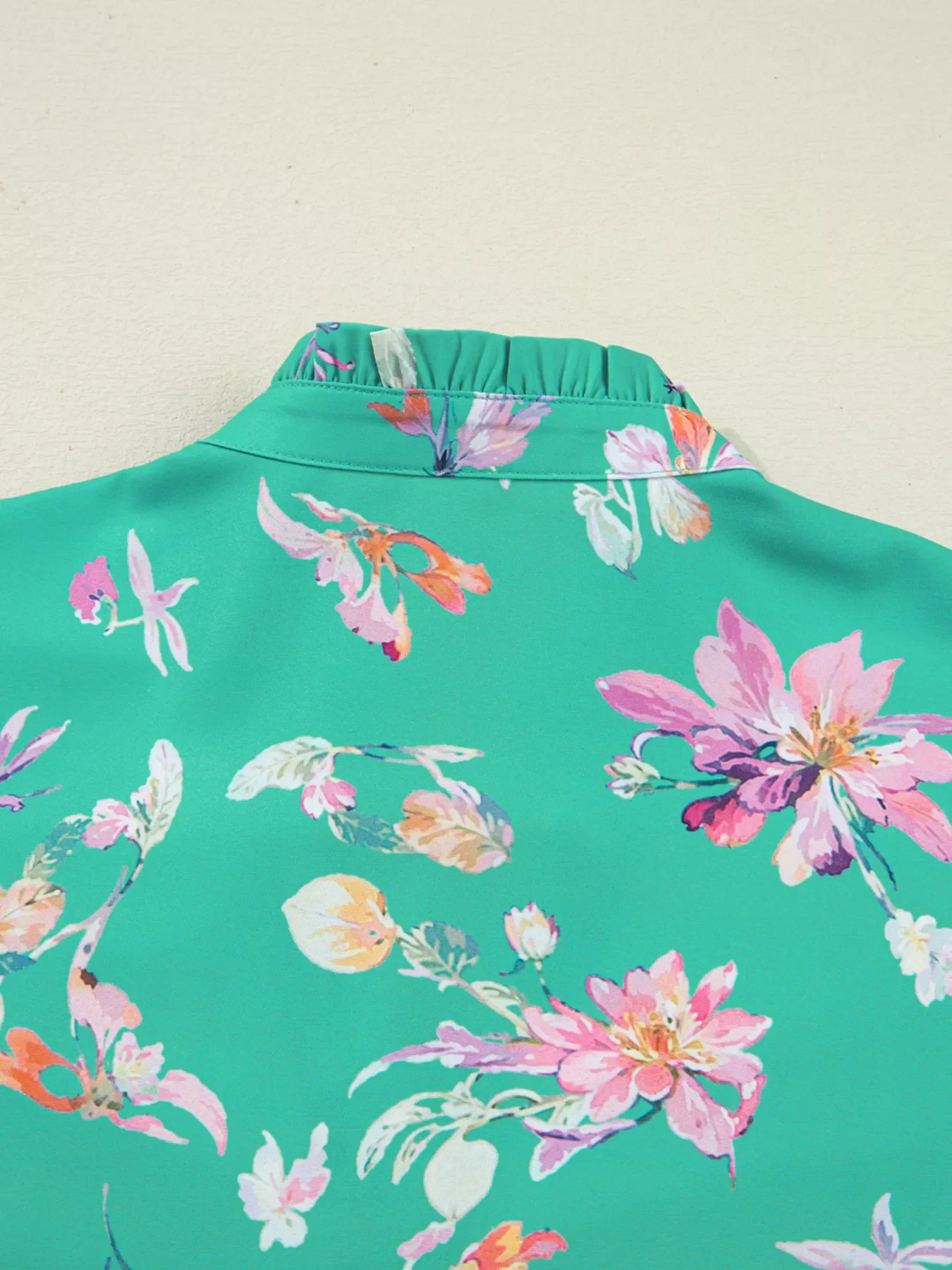 Floral Lantern Sleeve Button Front Shirt - Image 10