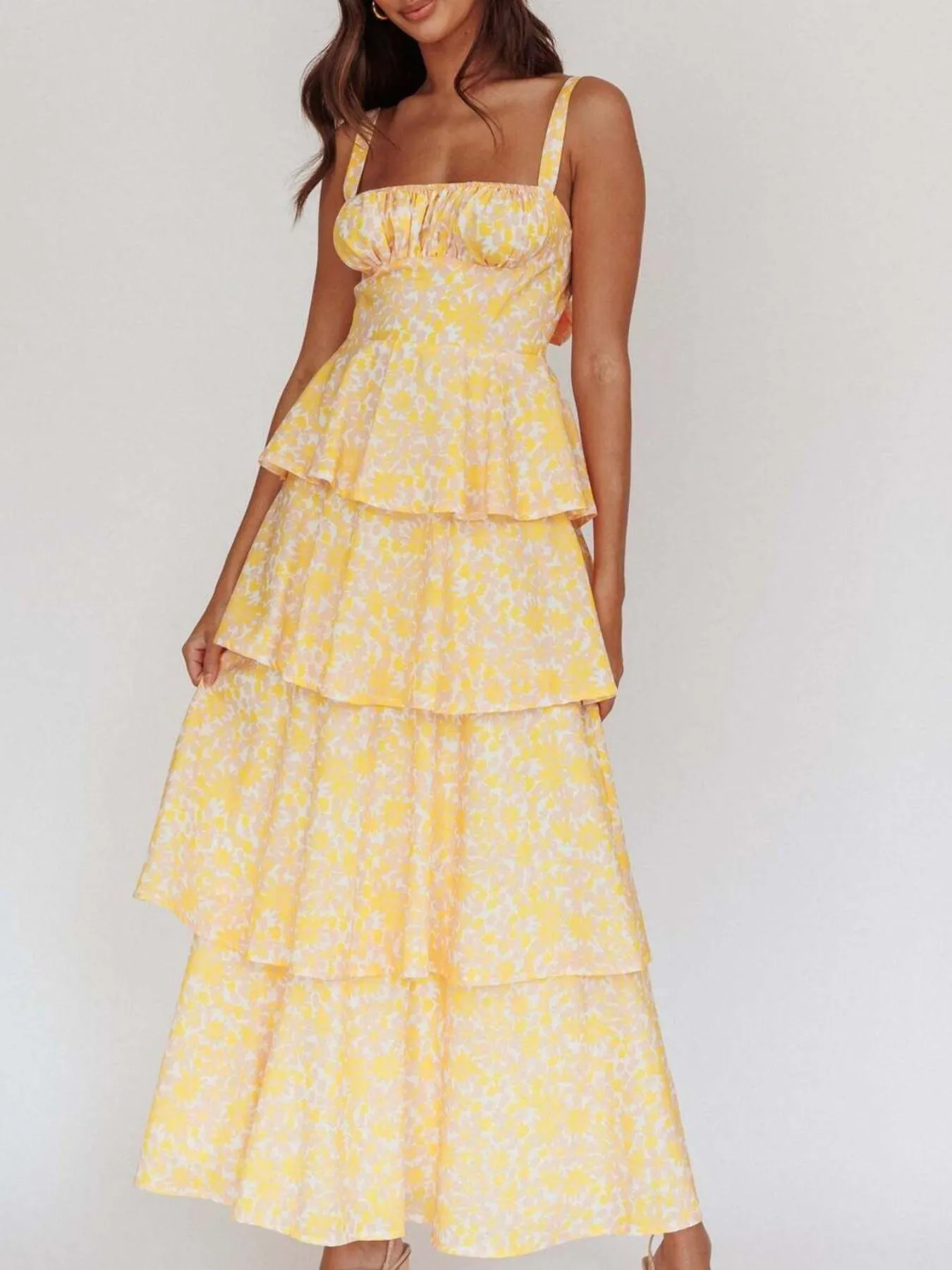 Floral Layered Ruffle Maxi Dress - Image 5