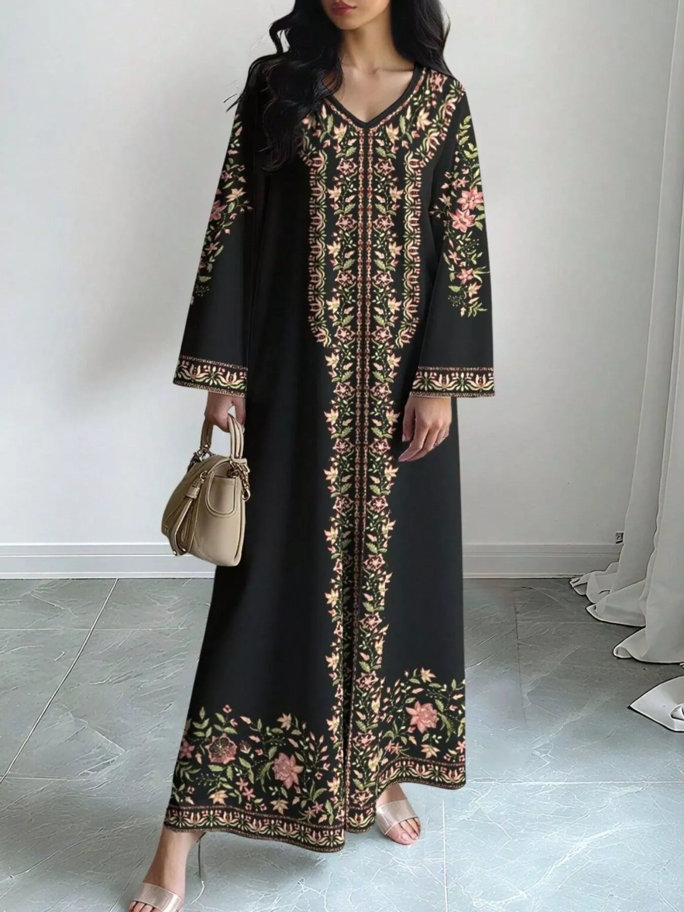 Floral Long Sleeve Maxi Dress - Image 6