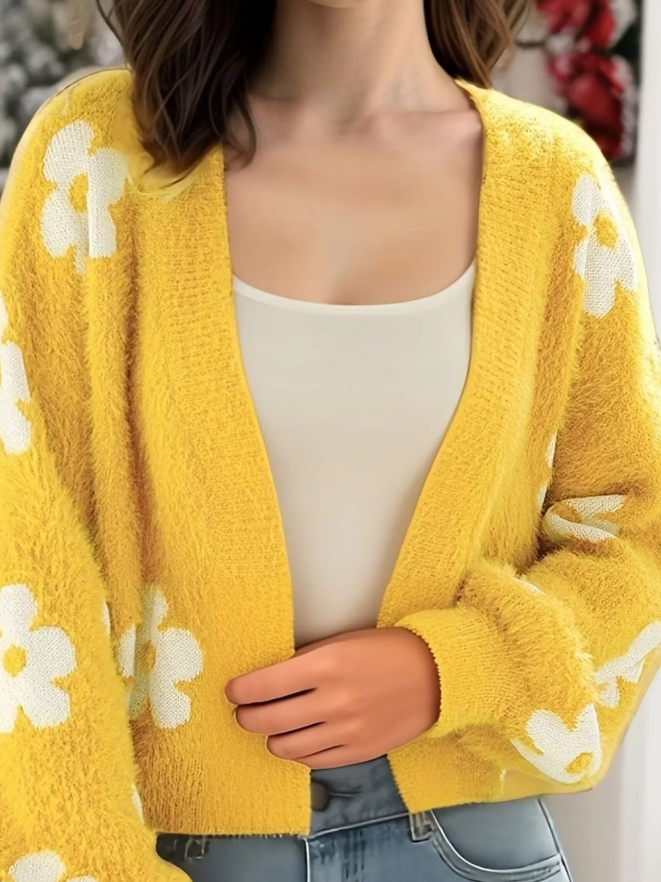 Floral Open Front Cardigan - Image 3