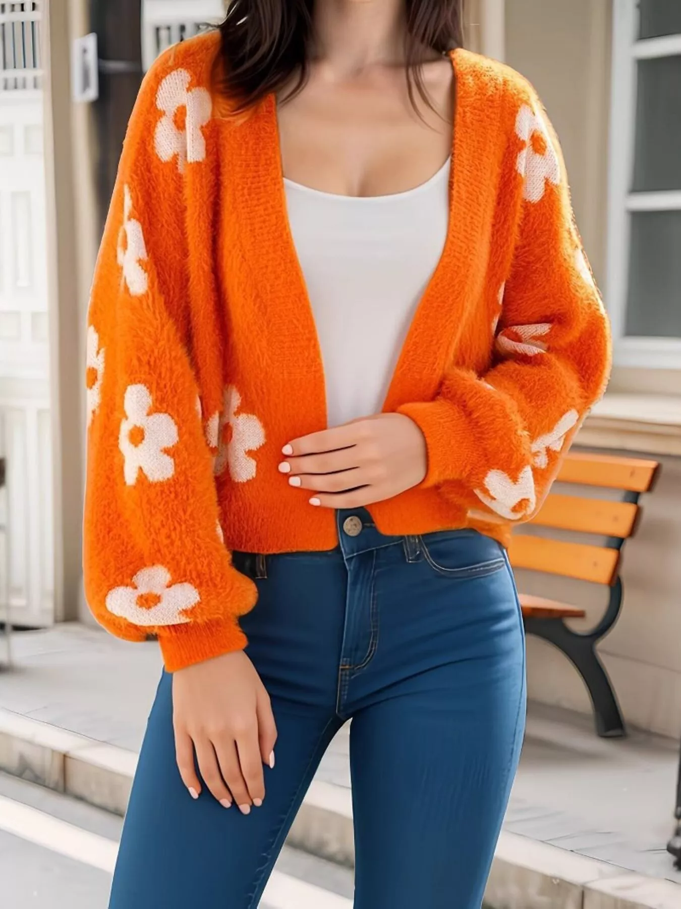Floral Open Front Cardigan - Image 4