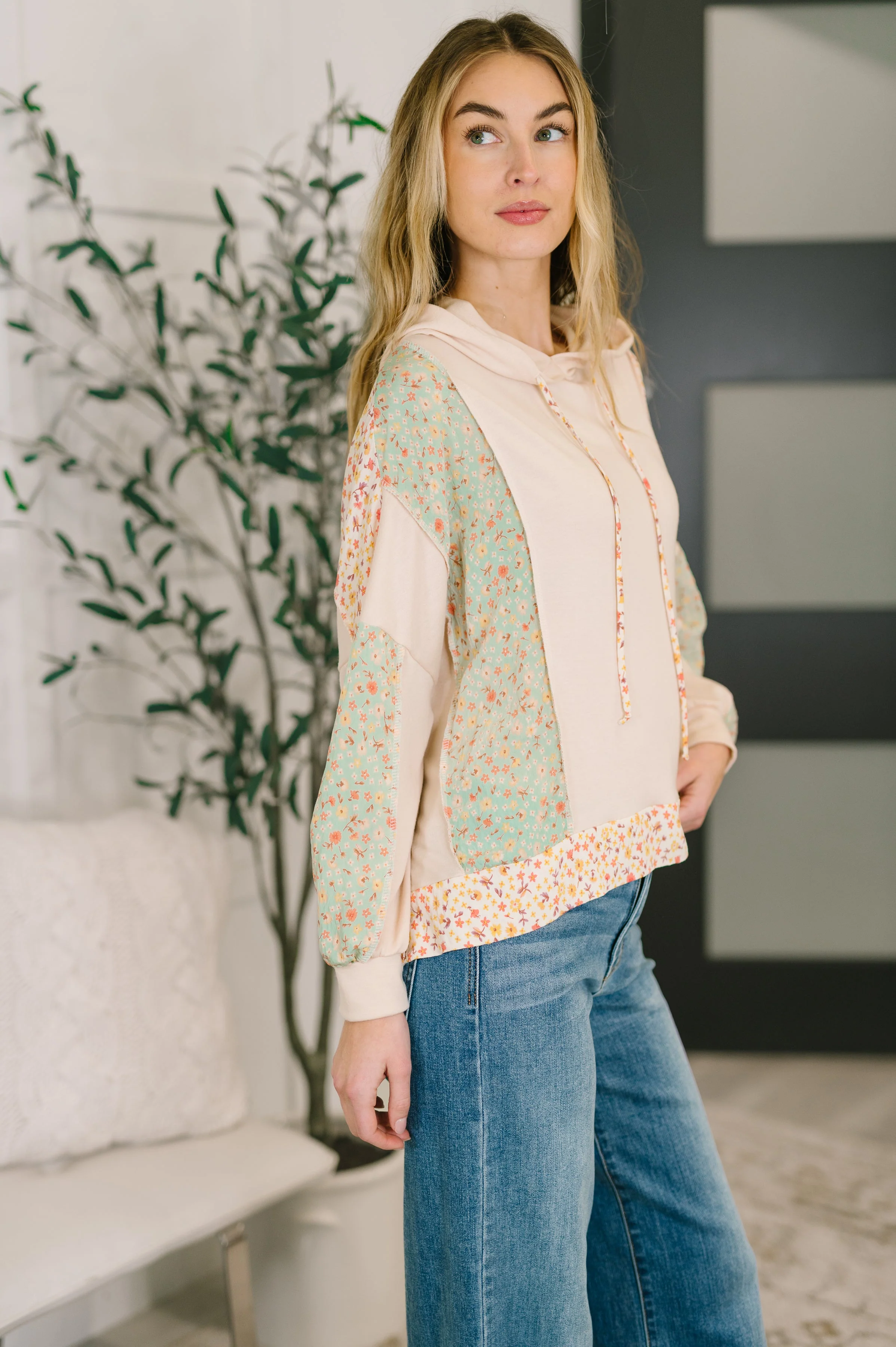 Floral Patchwork Hooded Pullover - Image 4