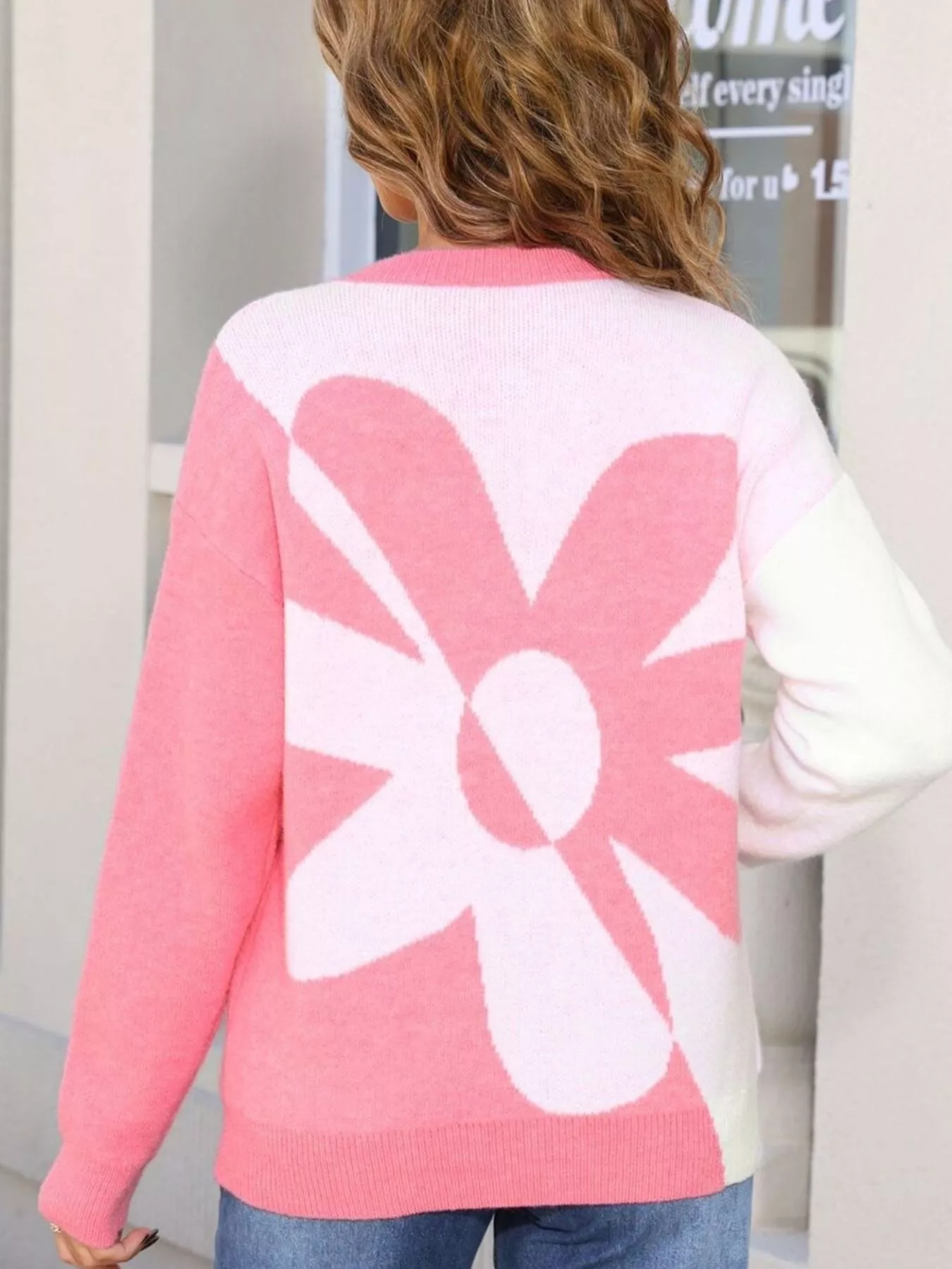 Floral Pattern Color Block Sweater - Image 16