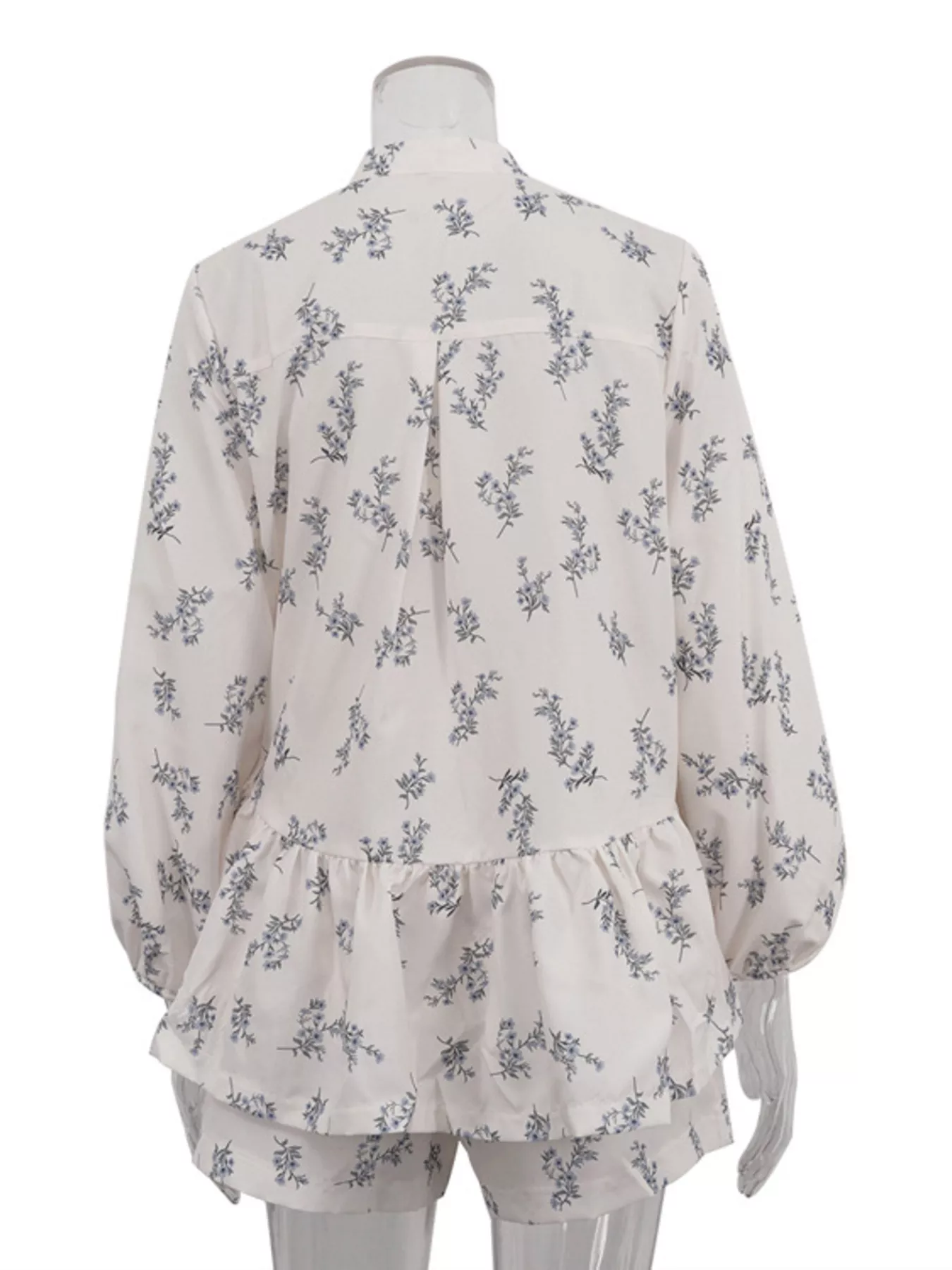 Floral Print Balloon Sleeve Top and Shorts Set - Image 8