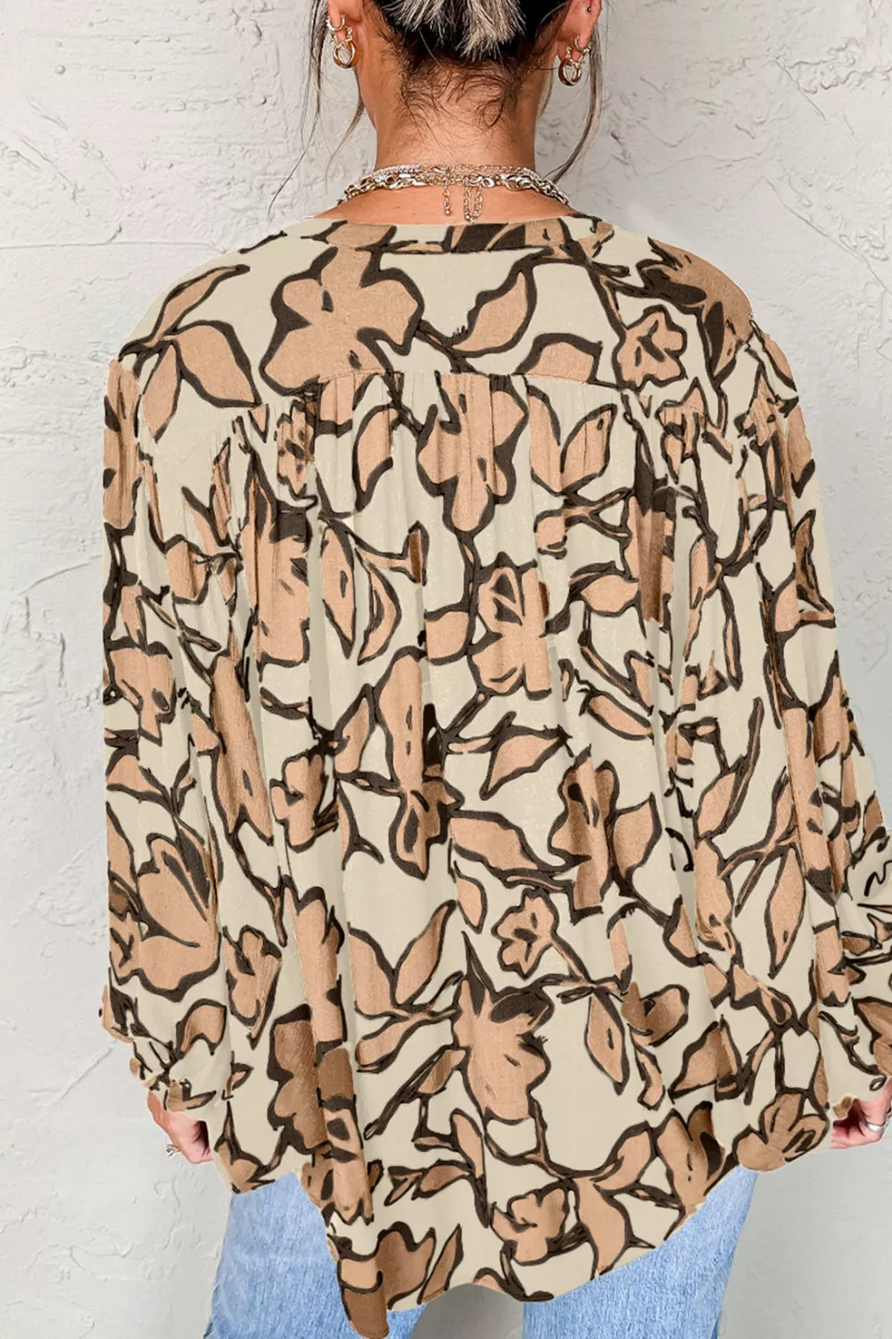 Floral Print Button-Down Long Sleeve Shirt - Image 3