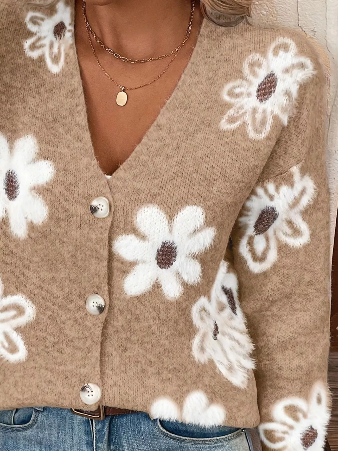 Floral Print Button-Up Knit Cardigan - Image 6