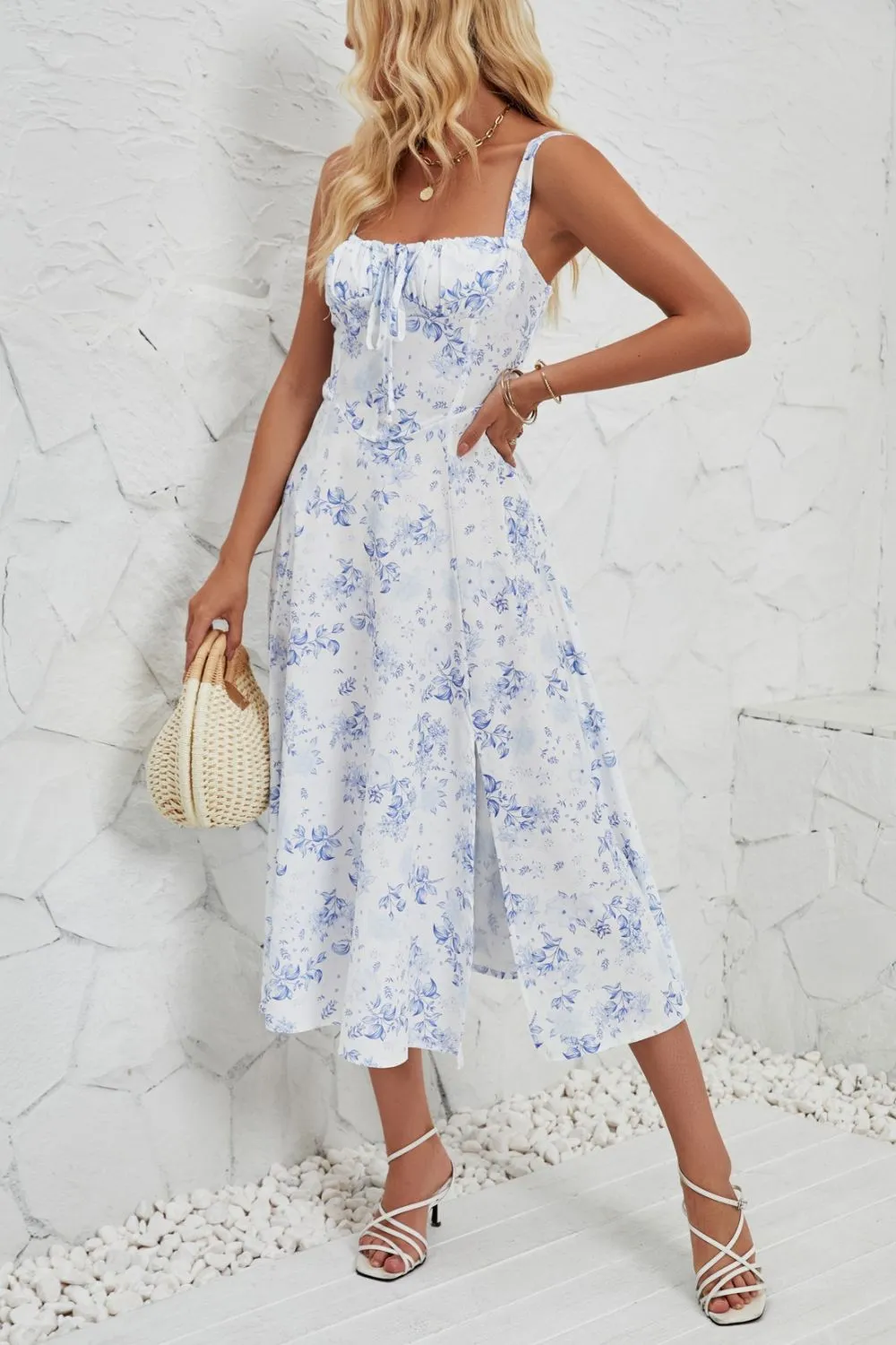 Floral Print Cami Dress with Side Slit - Image 2