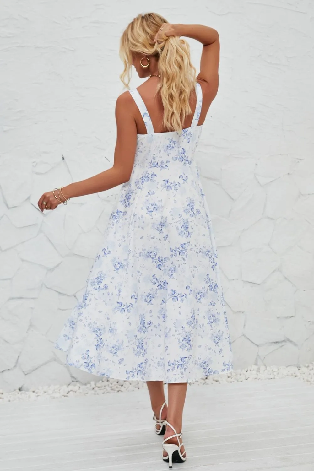 Floral Print Cami Dress with Side Slit - Image 3