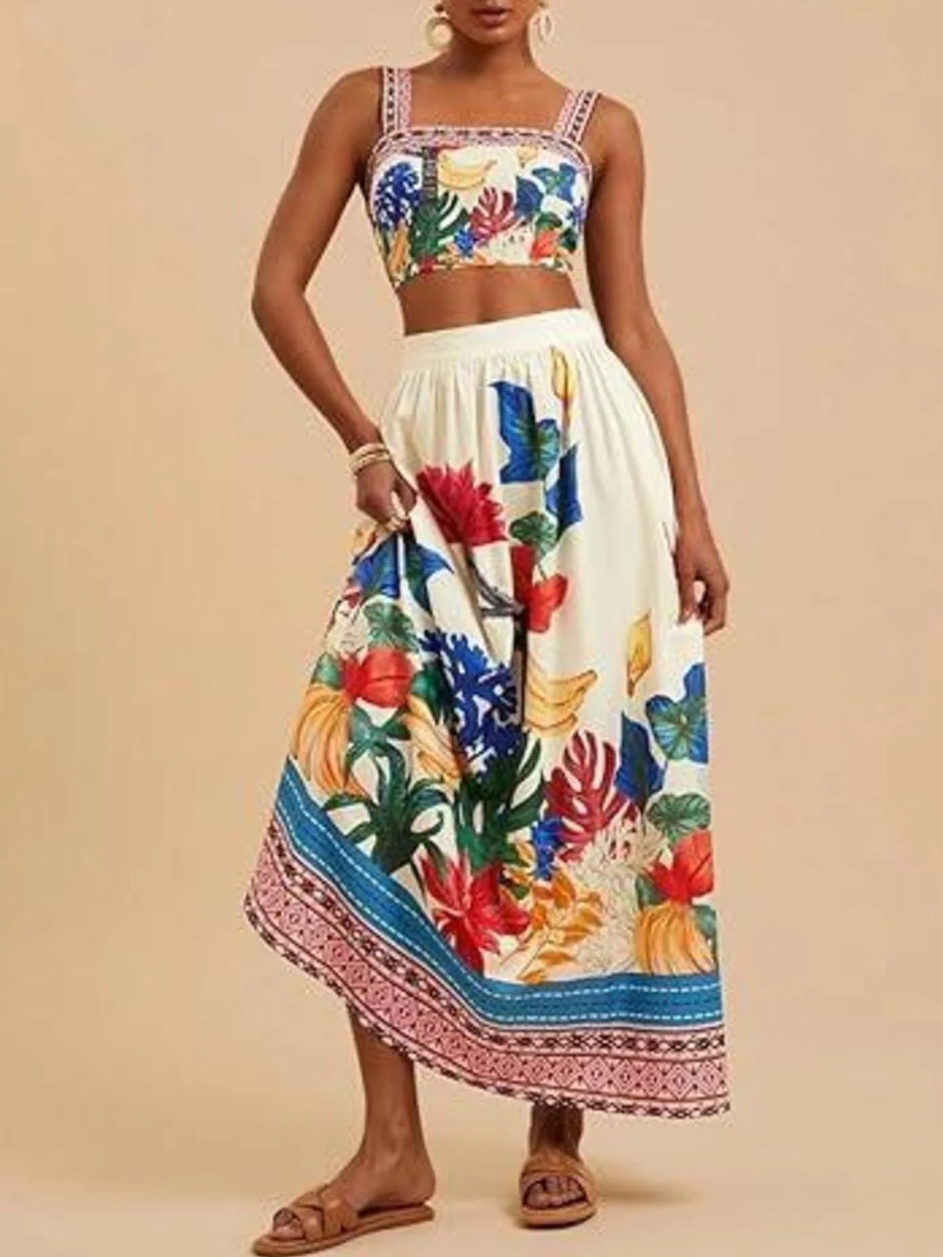Floral Print Crop Top and Skirt Set - Image 6