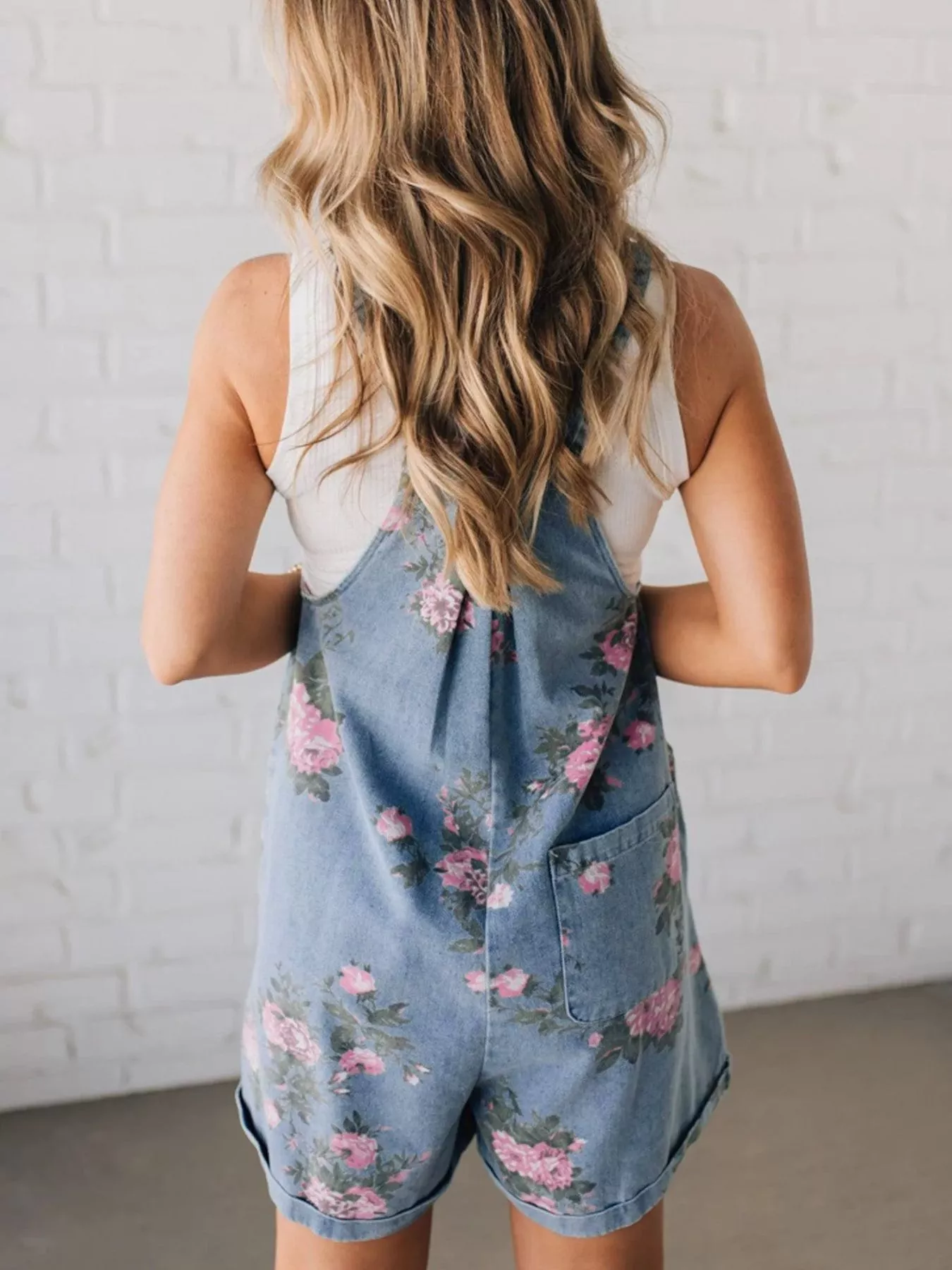 Floral Print Denim Overalls - Image 2